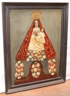 Escuela española - Virgen con niño - Óleo sobre tela