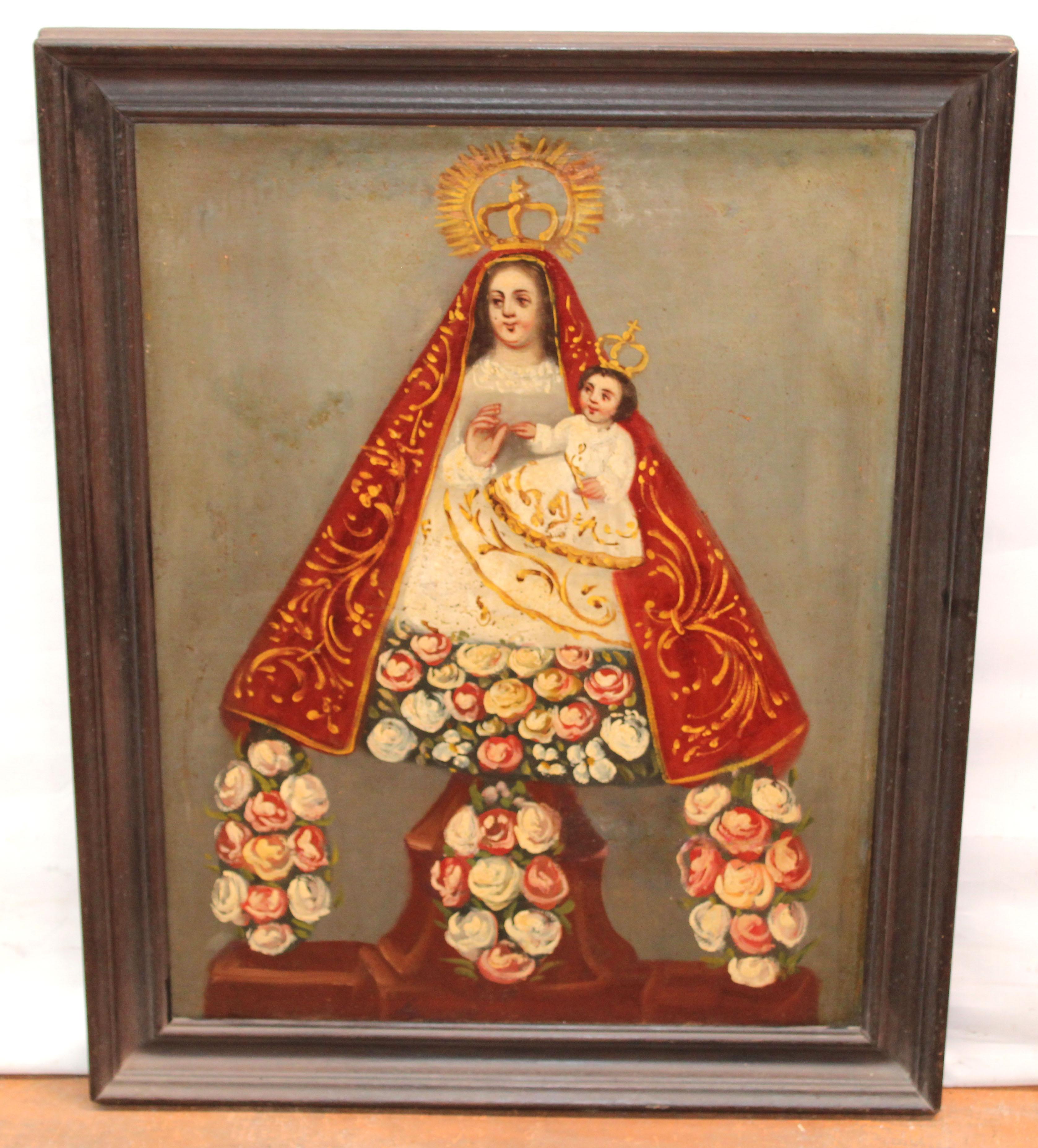 Excuela española (XVIII) -  Virgen con niño - Óleo sobre tela - Painting Antichi maestri di Unknown