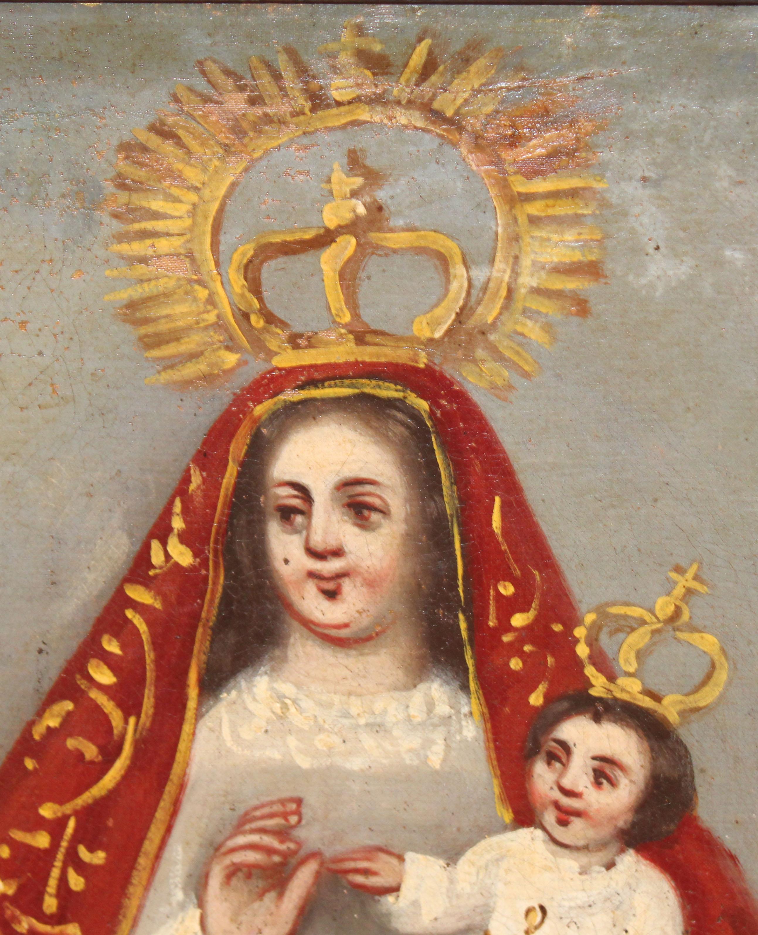 Excuela española (XVIII) -  Virgen con niño - Óleo sobre tela in vendita 1
