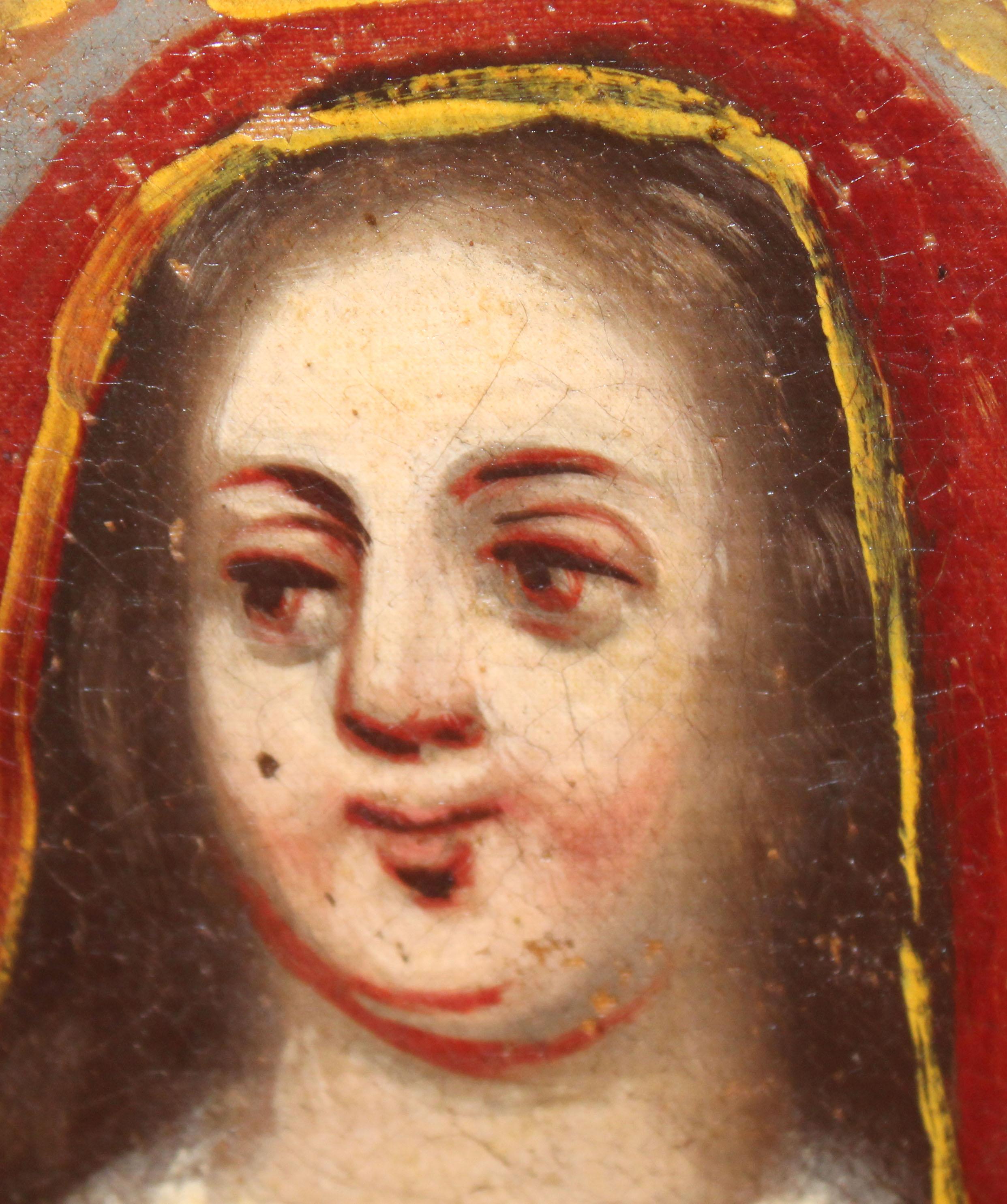 Excuela española (XVIII) -  Virgen con niño - Óleo sobre tela in vendita 3