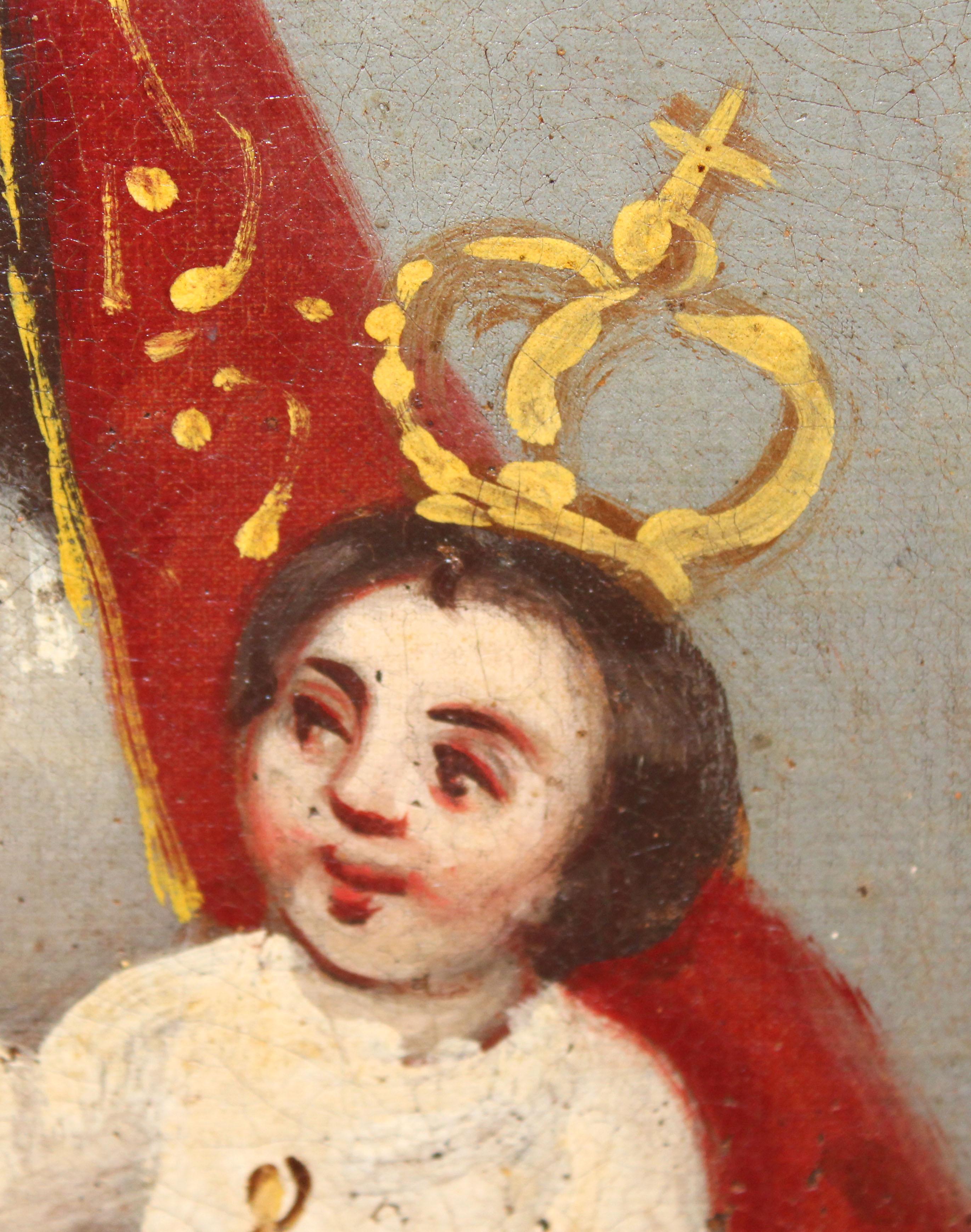 Excuela española (XVIII) -  Virgen con niño - Óleo sobre tela in vendita 4