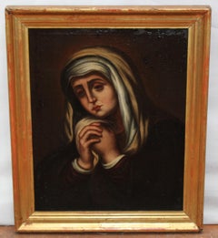 Escuela española (XVIII) -  Virgen Dolorosa - Óleo sobre tela