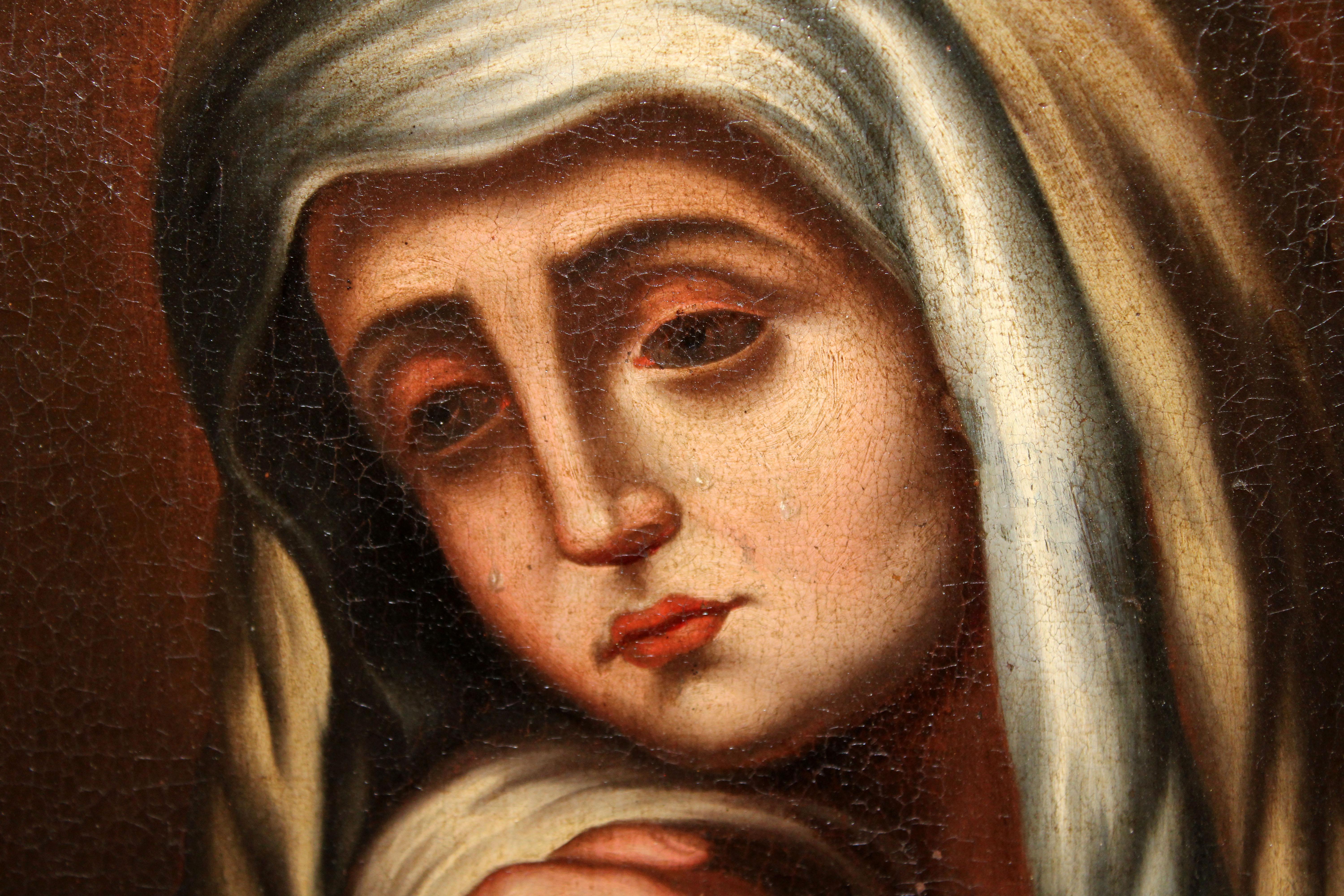 Escuela española (XVIII) -  Virgen Dolorosa - Óleo sobre tela - Figurative Painting Negro de Unknown