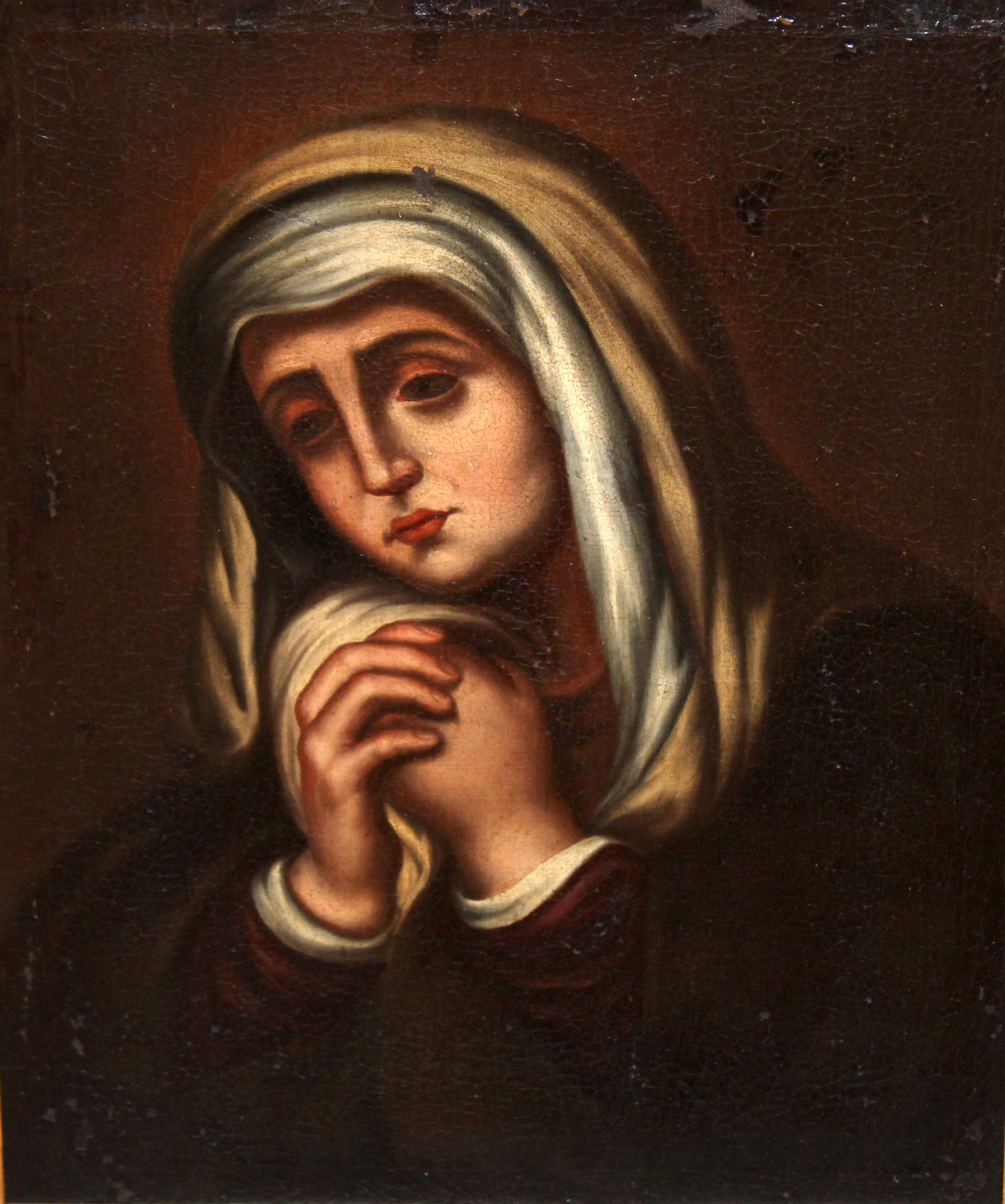 Figurative Painting de Unknown - Escuela española (XVIII) -  Virgen Dolorosa - Óleo sobre tela