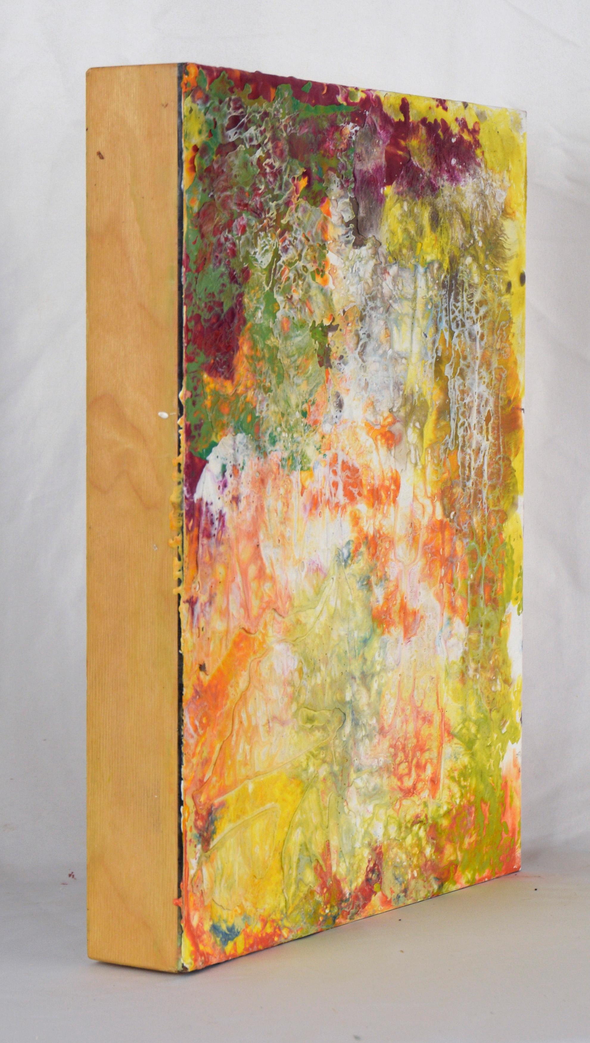Expressionistische Komposition aus Wachs und Acryl auf Holzplatte im Angebot 5