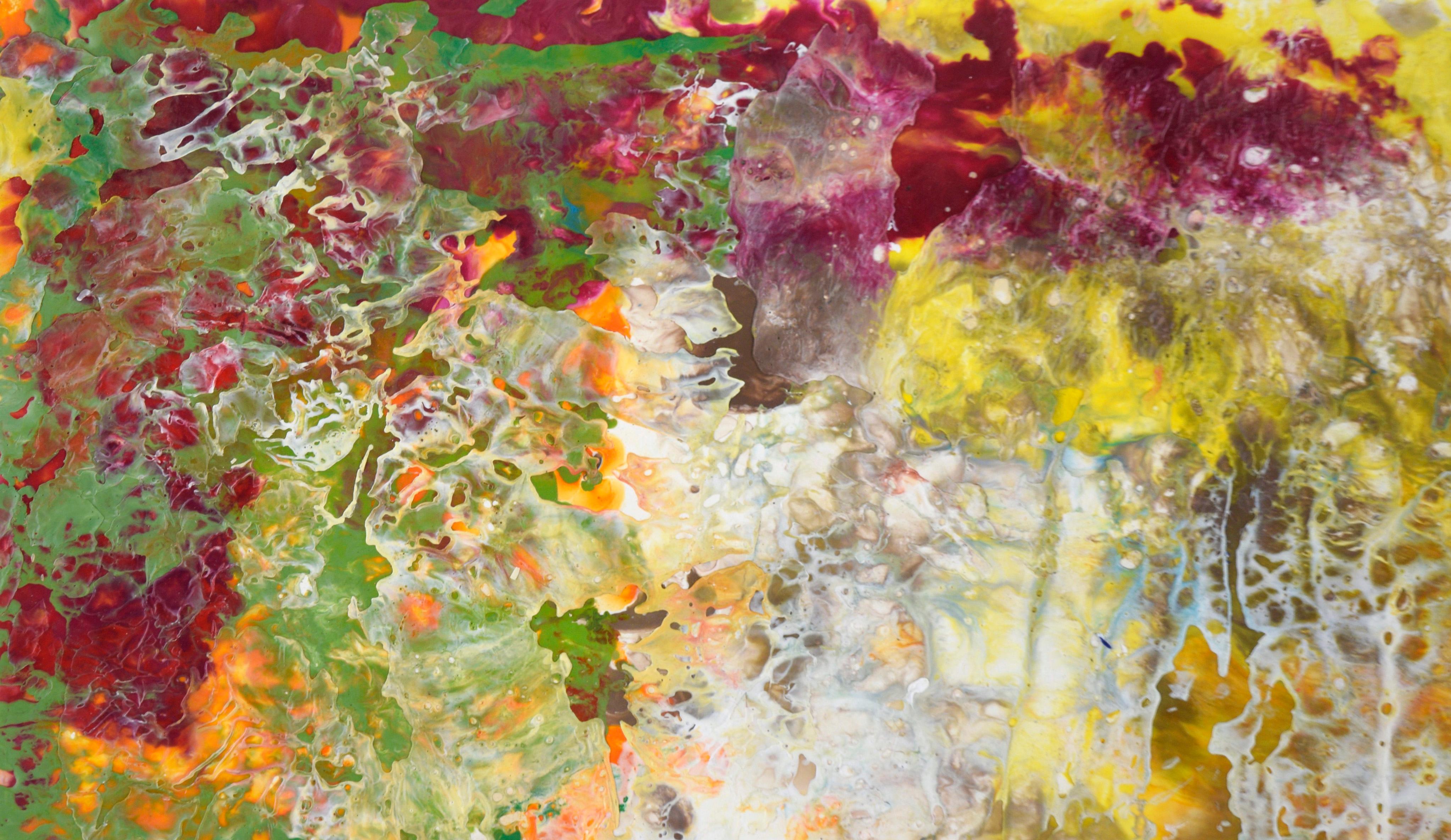 Expressionistische Komposition aus Wachs und Acryl auf Holzplatte – Painting von Unknown