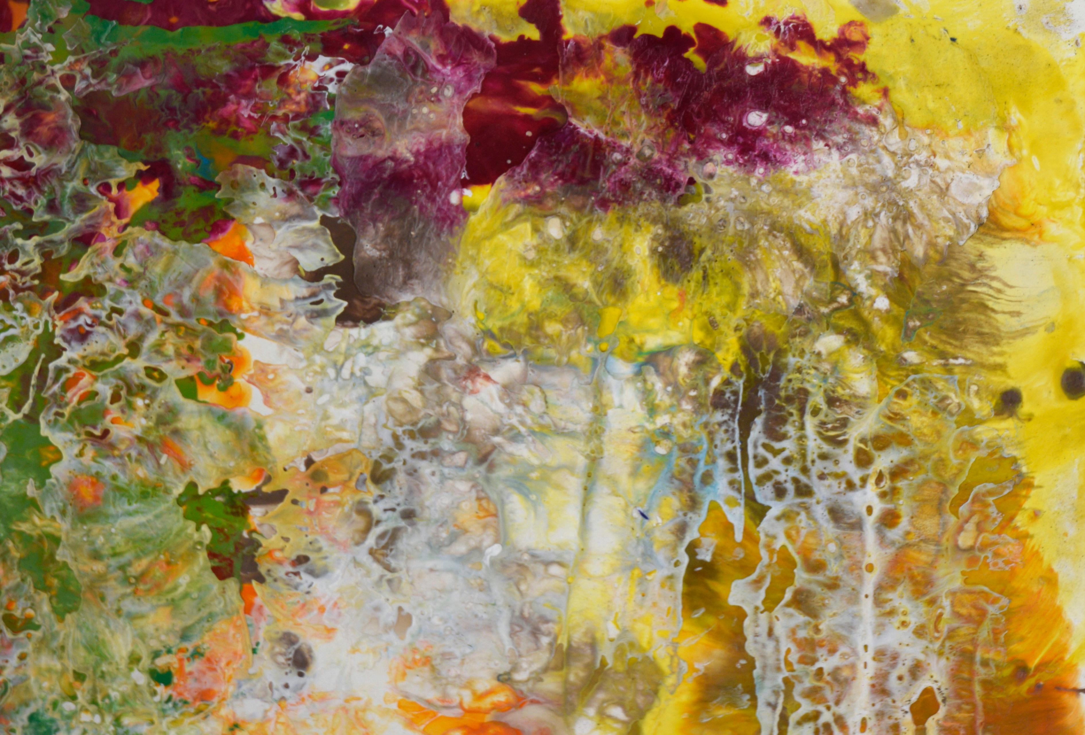 Expressionistische Komposition aus Wachs und Acryl auf Holzplatte (Abstrakter Expressionismus), Painting, von Unknown