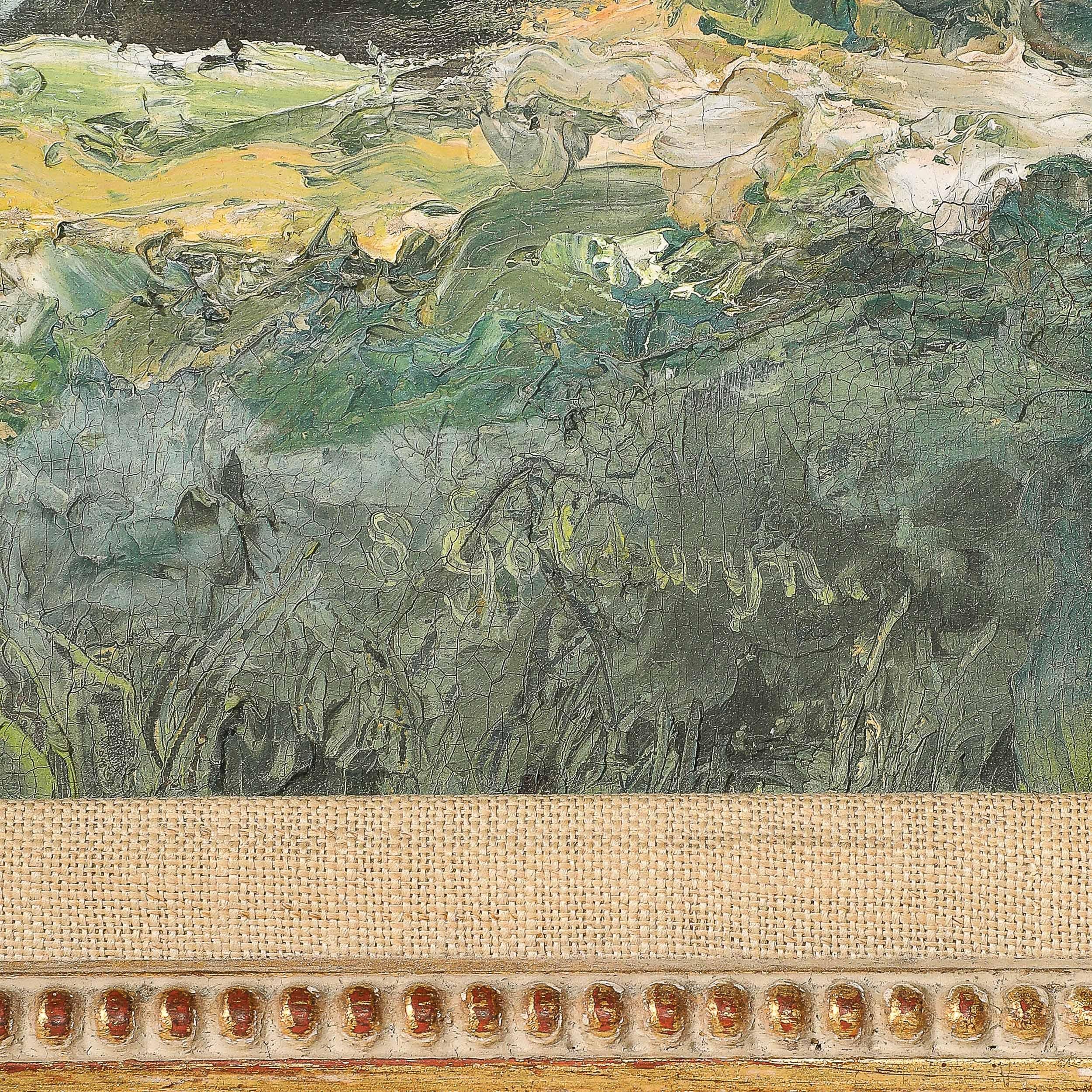 Expressionist Mid-Century Landscape of Cyclists in Oil on Canvas For Sale 1