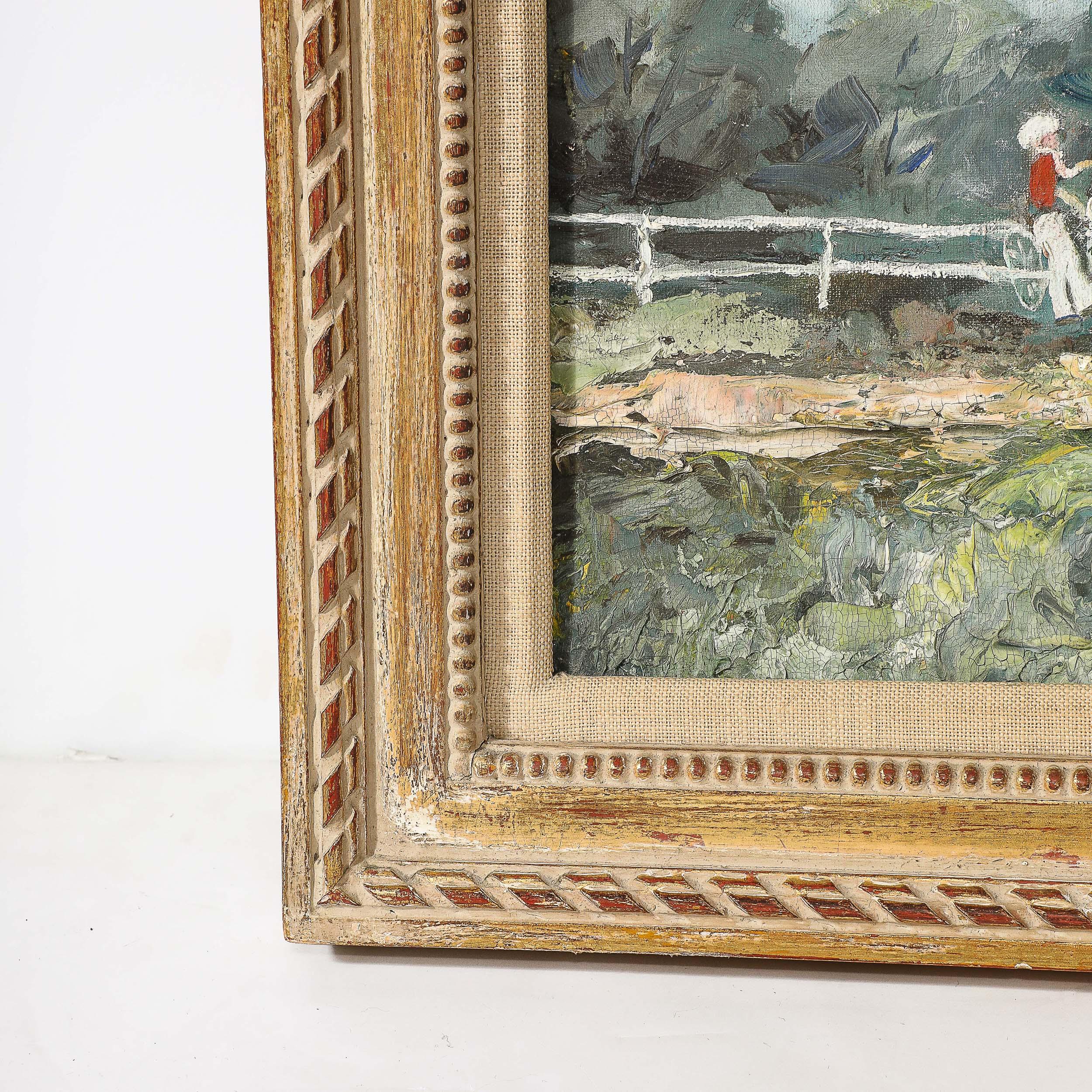 Expressionist Mid-Century Landscape of Cyclists in Oil on Canvas For Sale 4