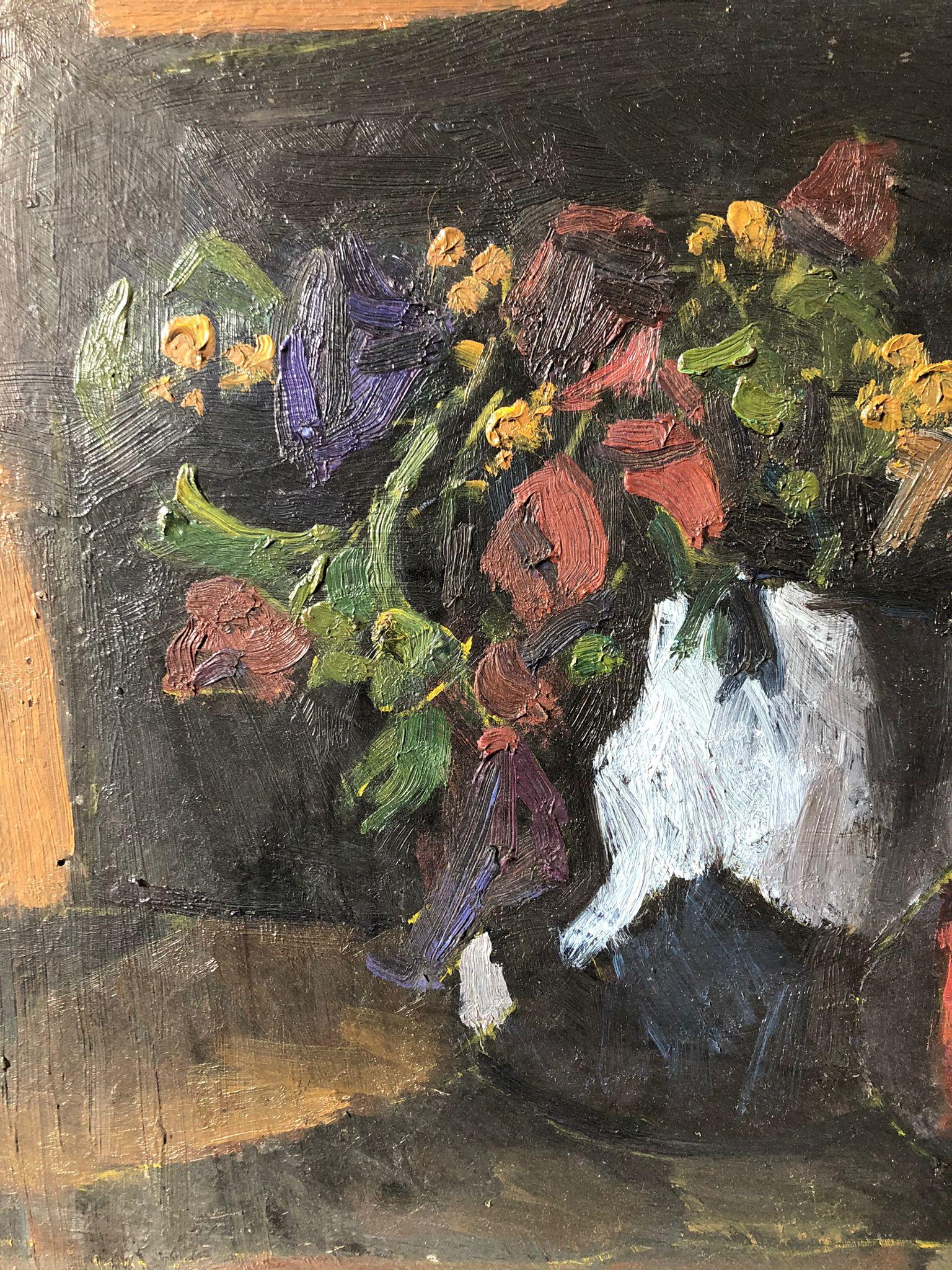 Expressionist Still Life Italian School 20th Century Oil On Panel - Painting by Unknown