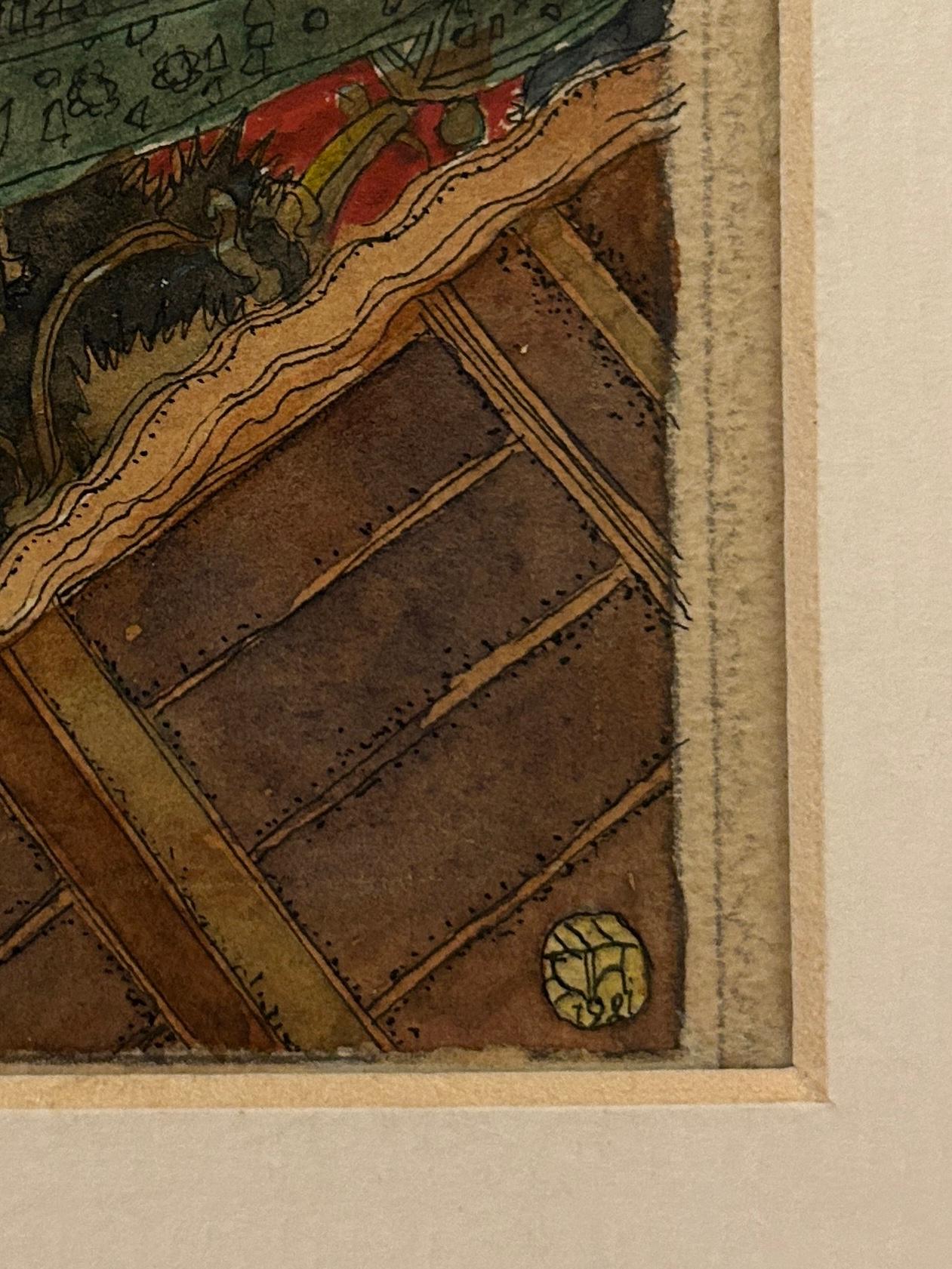 Exquisita India Miniatura Persa Ilustración Europea Erótica Firmada 1921 en venta 1