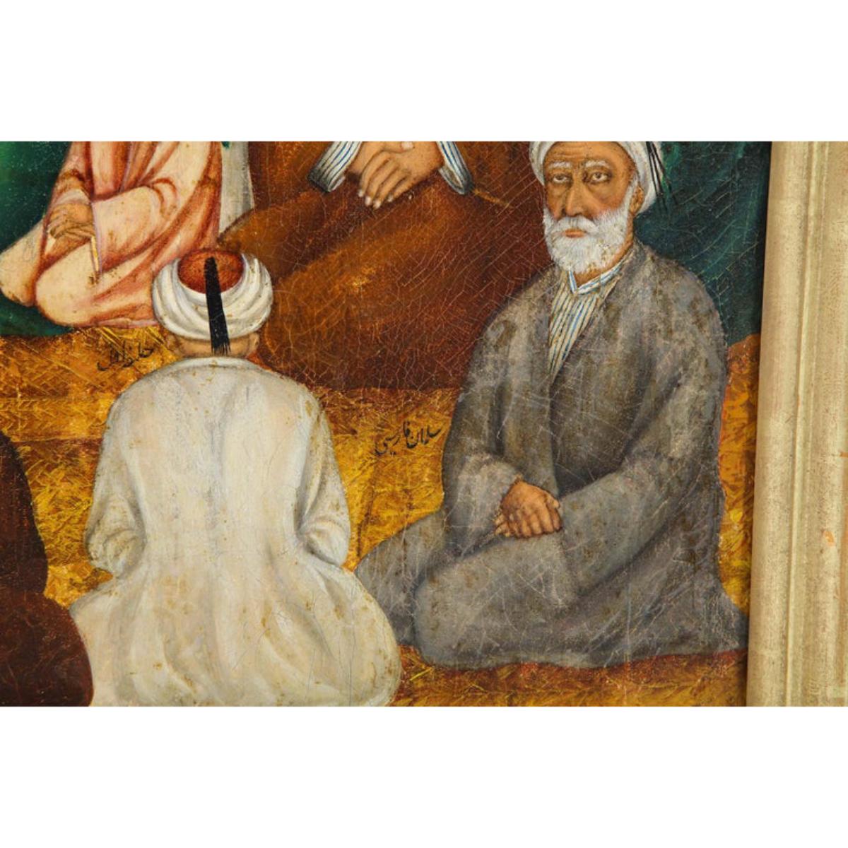 Extremely Fine and Rare Islamic Qajar Portrait Painting of Prophet Mohammad 8