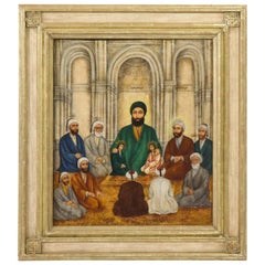 Antique Extremely Fine and Rare Islamic Qajar Portrait Painting of Prophet Mohammad