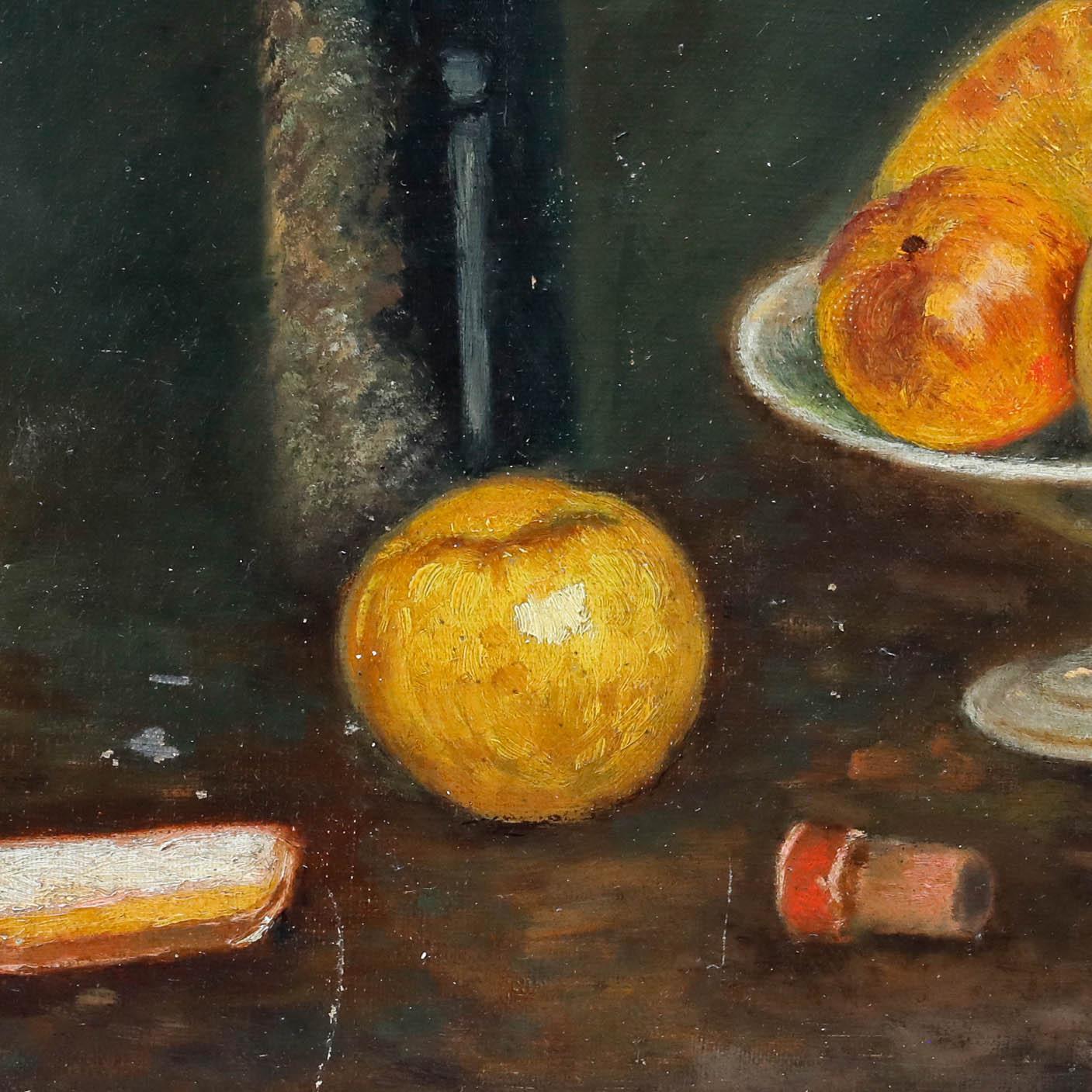 F. Aufrere - Framed 20th Century Oil, Still Life with Apples & Pears For Sale 1