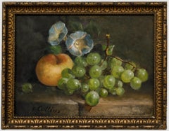 F. Collins - Framed Late 19th Century Oil, Still Life of Fruit on a Ledge