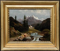 F. Ede - Framed 1859 Oil, Towards the Mountains
