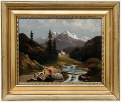 F. Ede - Framed 1859 Oil, Towards the Mountains