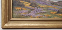 F. Elliott Early 20th c. California Coastal Oil Painting with Wildflowers c.1920