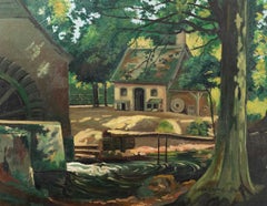 Vintage F. Fontaine - Mid 20th Century Oil, The Watermill Yard