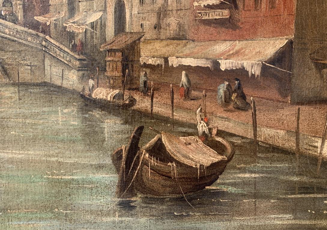 F. Guarana (Venetian painter) - 19th century Venice view painting - Rialto For Sale 6