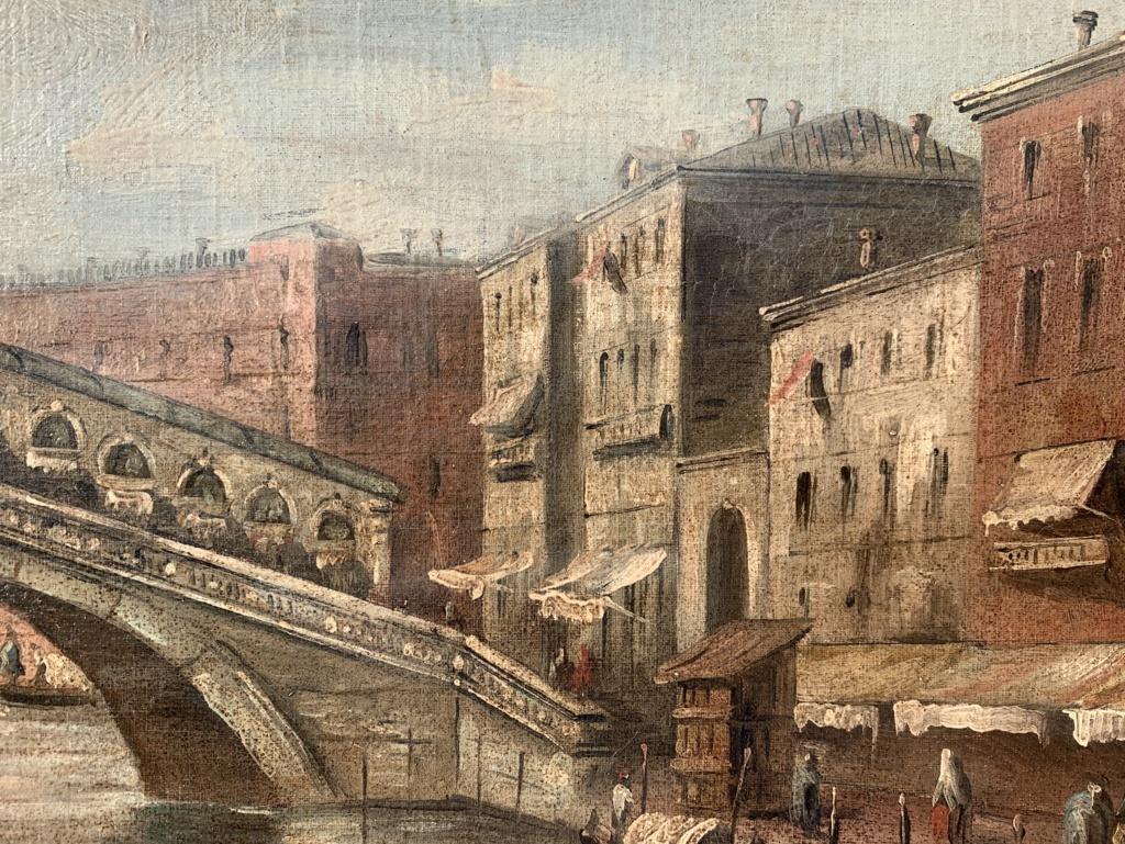 F. Guarana (Venetian painter) - 19th century Venice view painting - Rialto For Sale 9