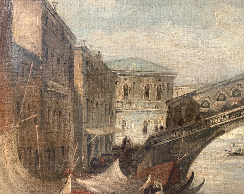 F. Guarana (Venetian painter) - 19th century Venice view painting - Rialto For Sale 10