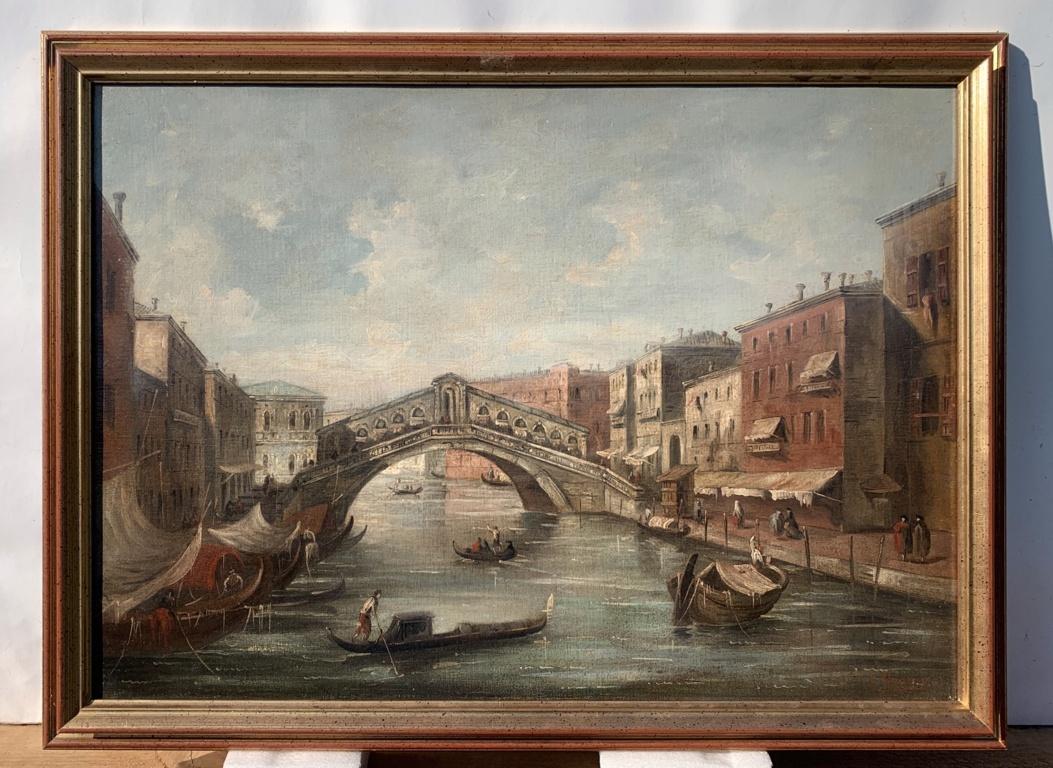 F. Guarana (Venetian painter) - 19th century Venice view painting - Rialto - Painting by Unknown