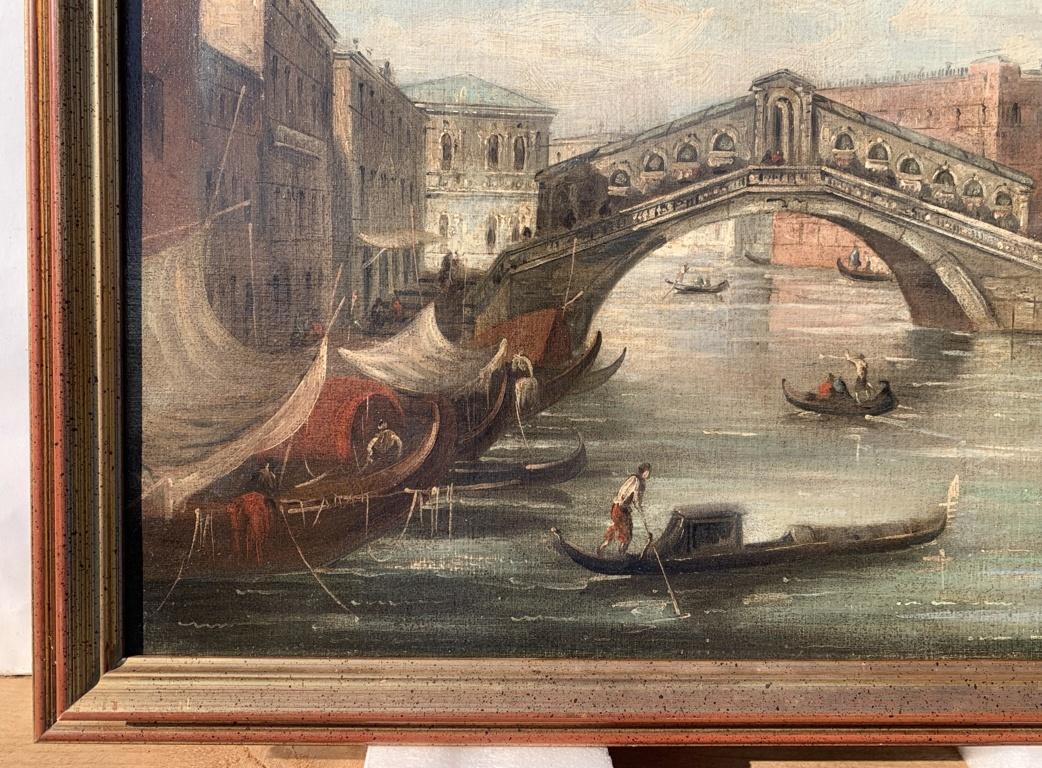 F. Guarana (Venetian painter) - 19th century Venice view painting - Rialto - Realist Painting by Unknown