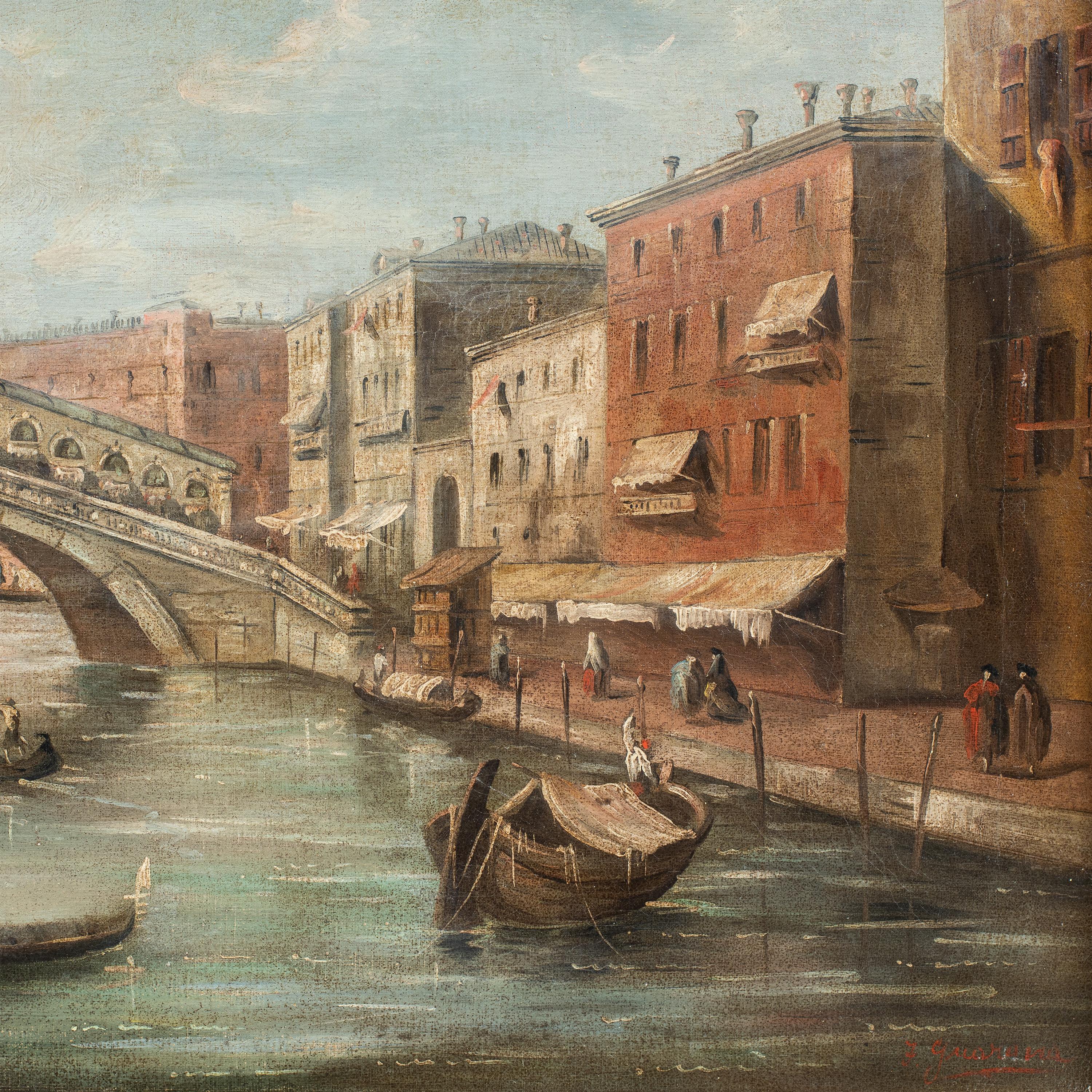 F. Guarana (pintor veneciano) - Pintura paisajista del siglo XIX - Vista de Venecia - Painting de Unknown