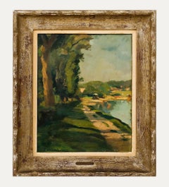 F. Marriera  - French School Mid 20th Century Oil, Paysage au bord de la rivière