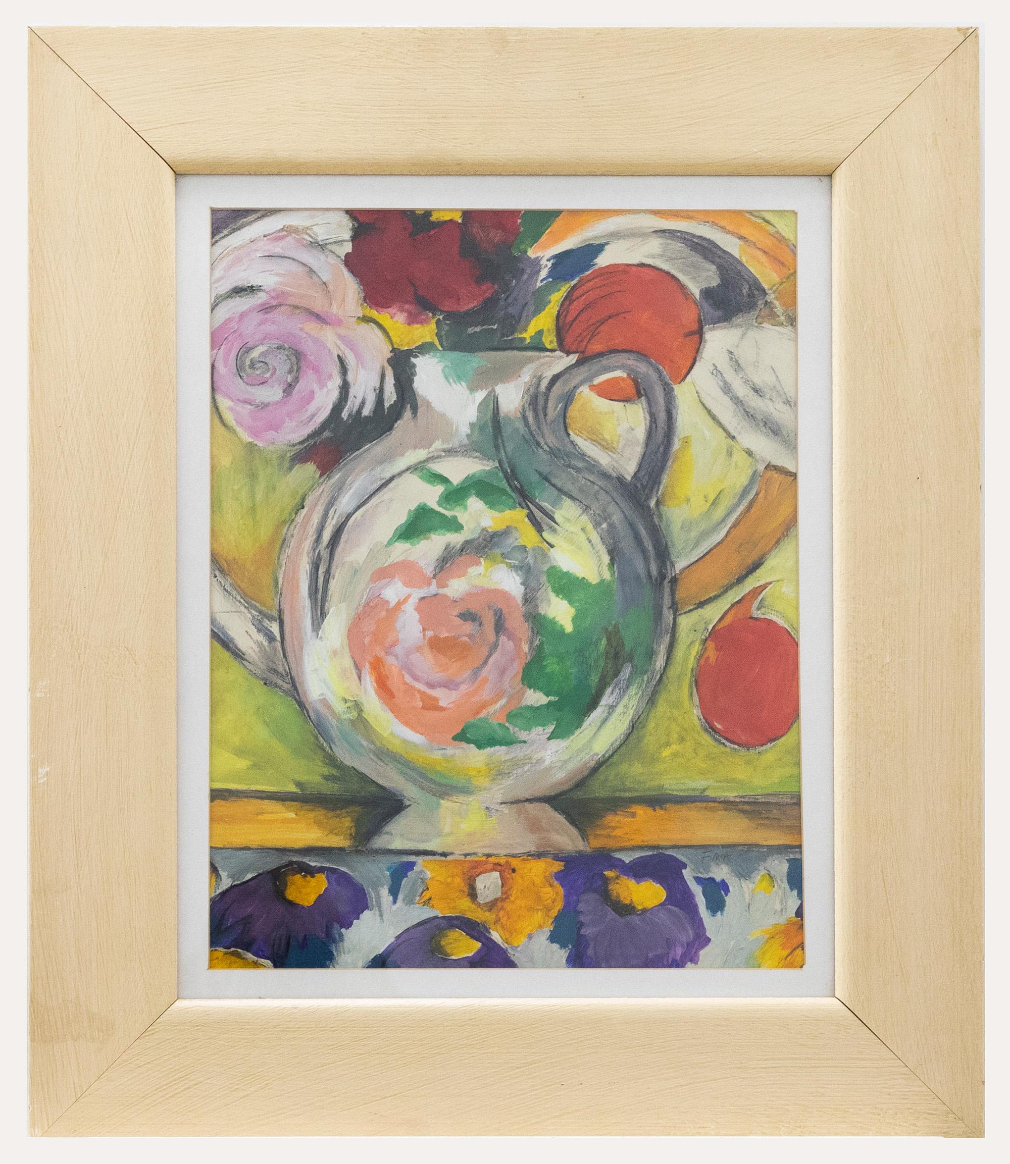 Abstract Painting di Unknown - F. McA - Olio del XX secolo, Vaso estivo