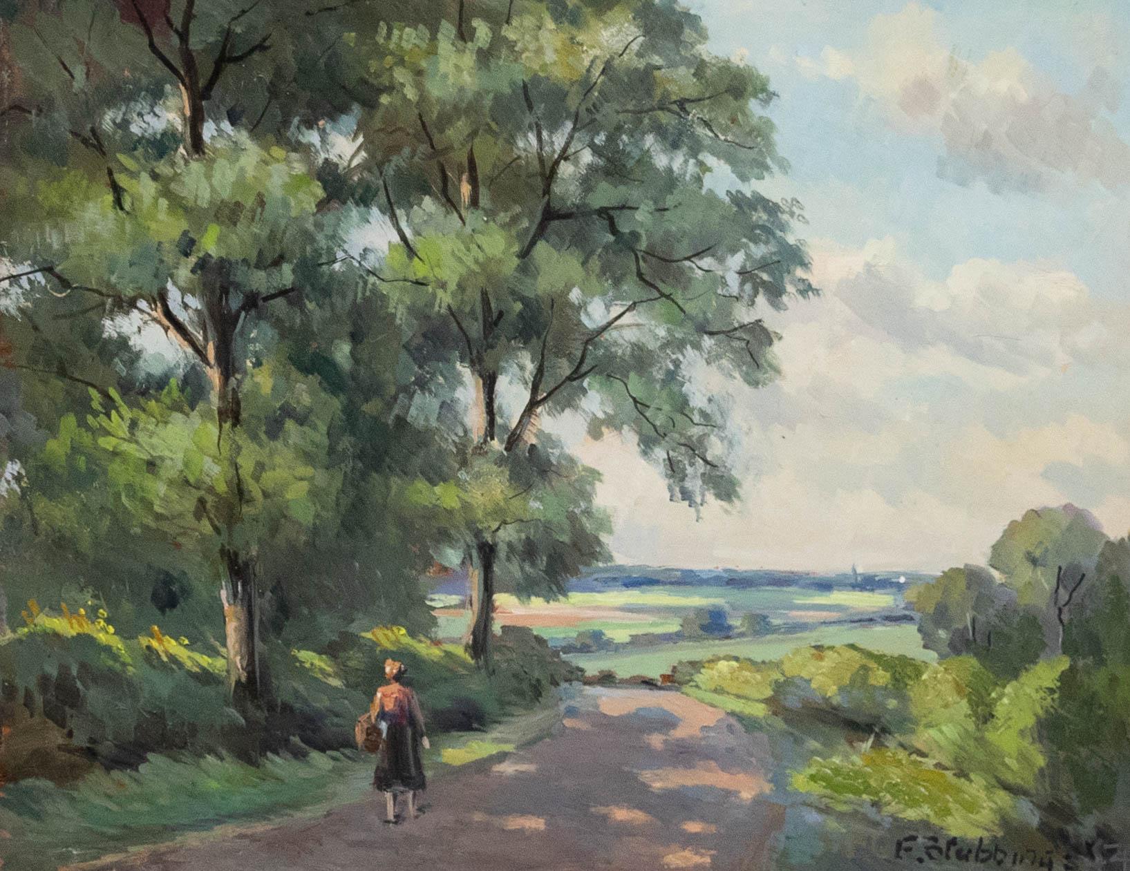 F. Stubbings  - Olio del XX secolo, Sentiero per il villaggio - Painting di Unknown