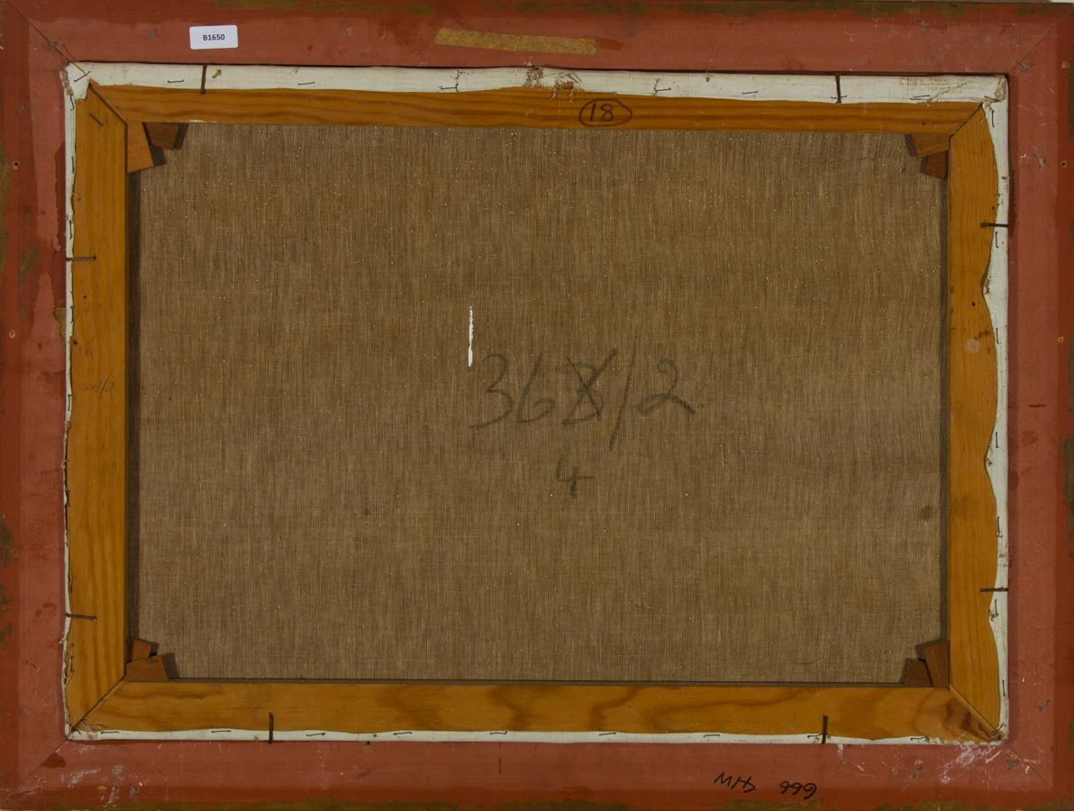 F. Van Loay - Framed Mid 20th Century Oil, Study of a Black & White Setter - Brown Animal Painting by Unknown