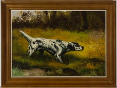 F. Van Loay - Framed Mid 20th Century Oil, Study of a Black & White Setter