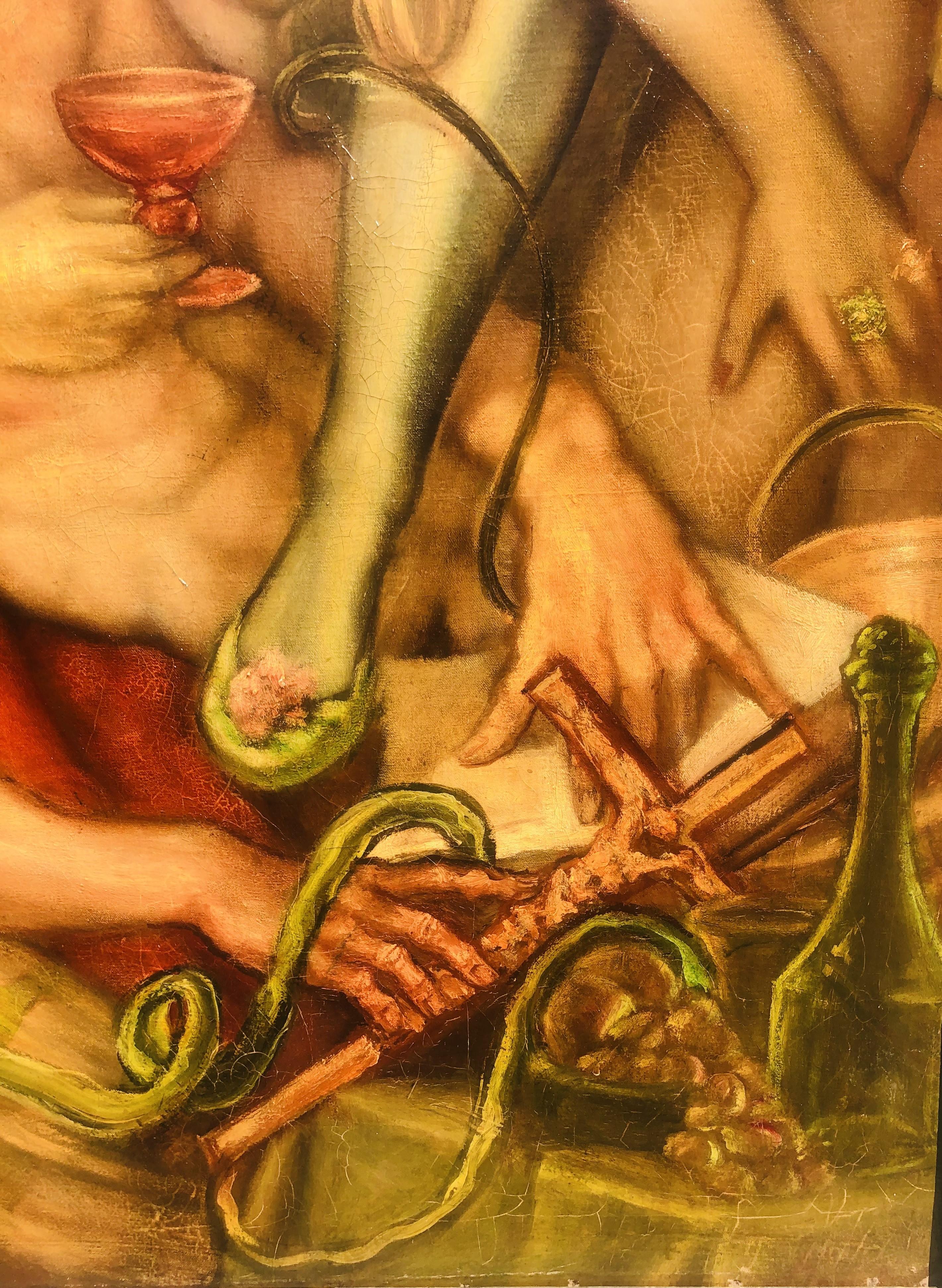 FABULOUS Early 20th Century Erotic Bacchanalian Scene British School - Brown Figurative Painting by Unknown