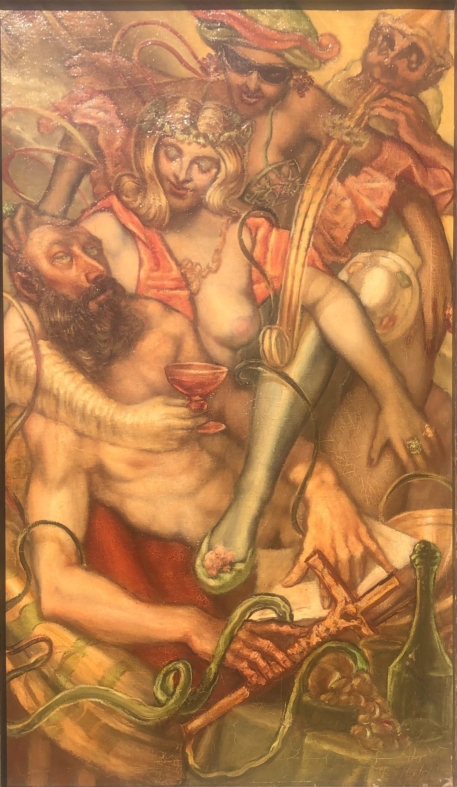 FABULOUS Early 20th Century Erotic Bacchanalian Scene British School For Sale 1