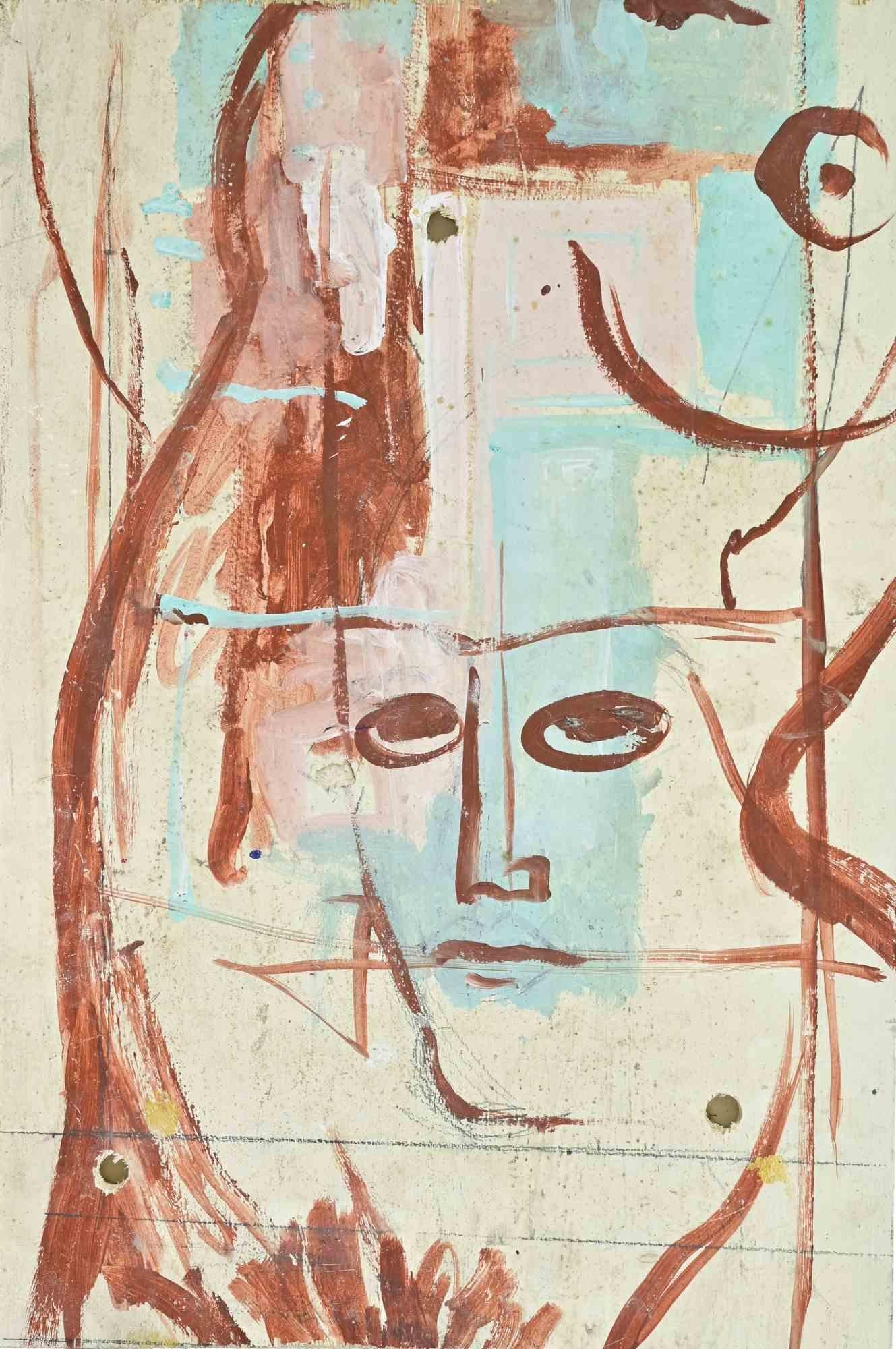 Face - Oil Paint - 1980s - Painting by Unknown