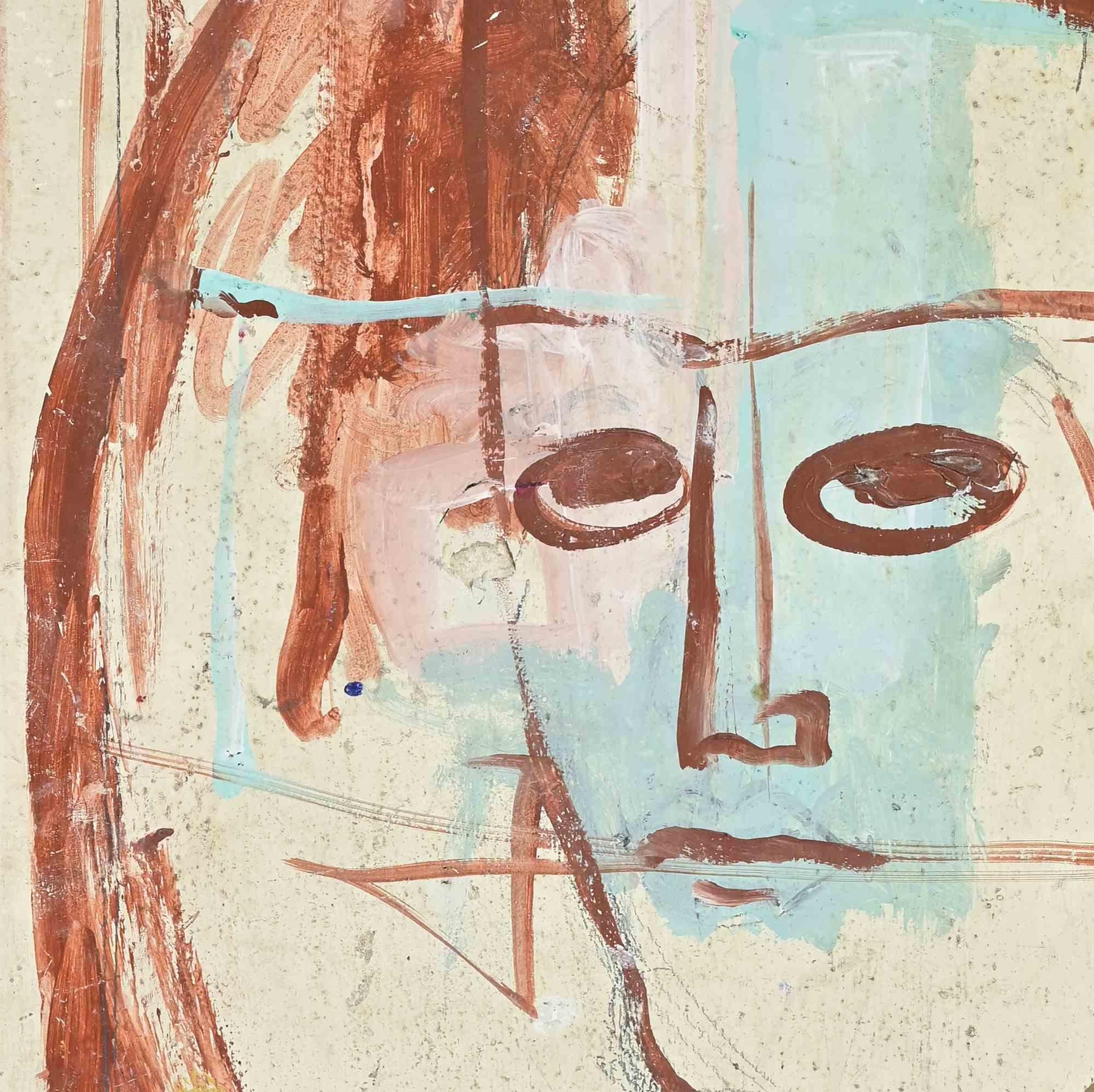 Face - Oil Paint - 1980s - Contemporary Painting by Unknown