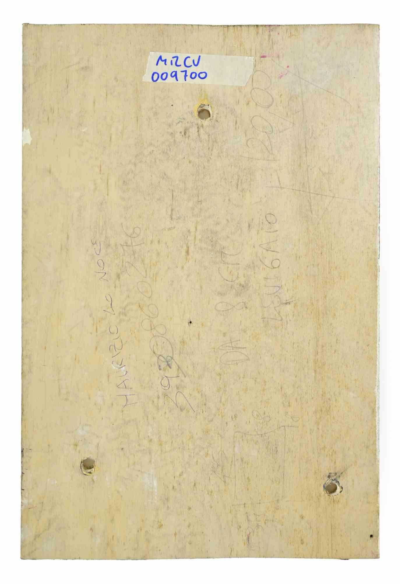 Face - Oil Paint - 1980s - Beige Still-Life Painting by Unknown