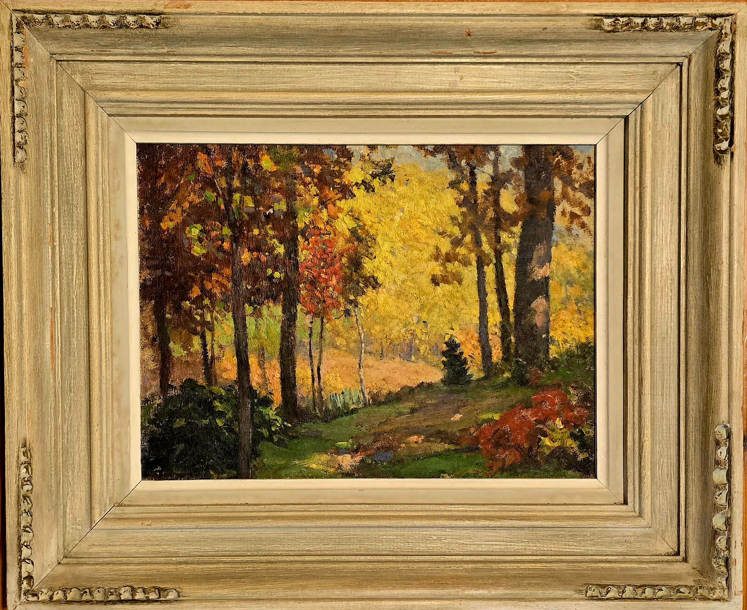 L'automne dans la vallée de la montagne - Painting de Unknown