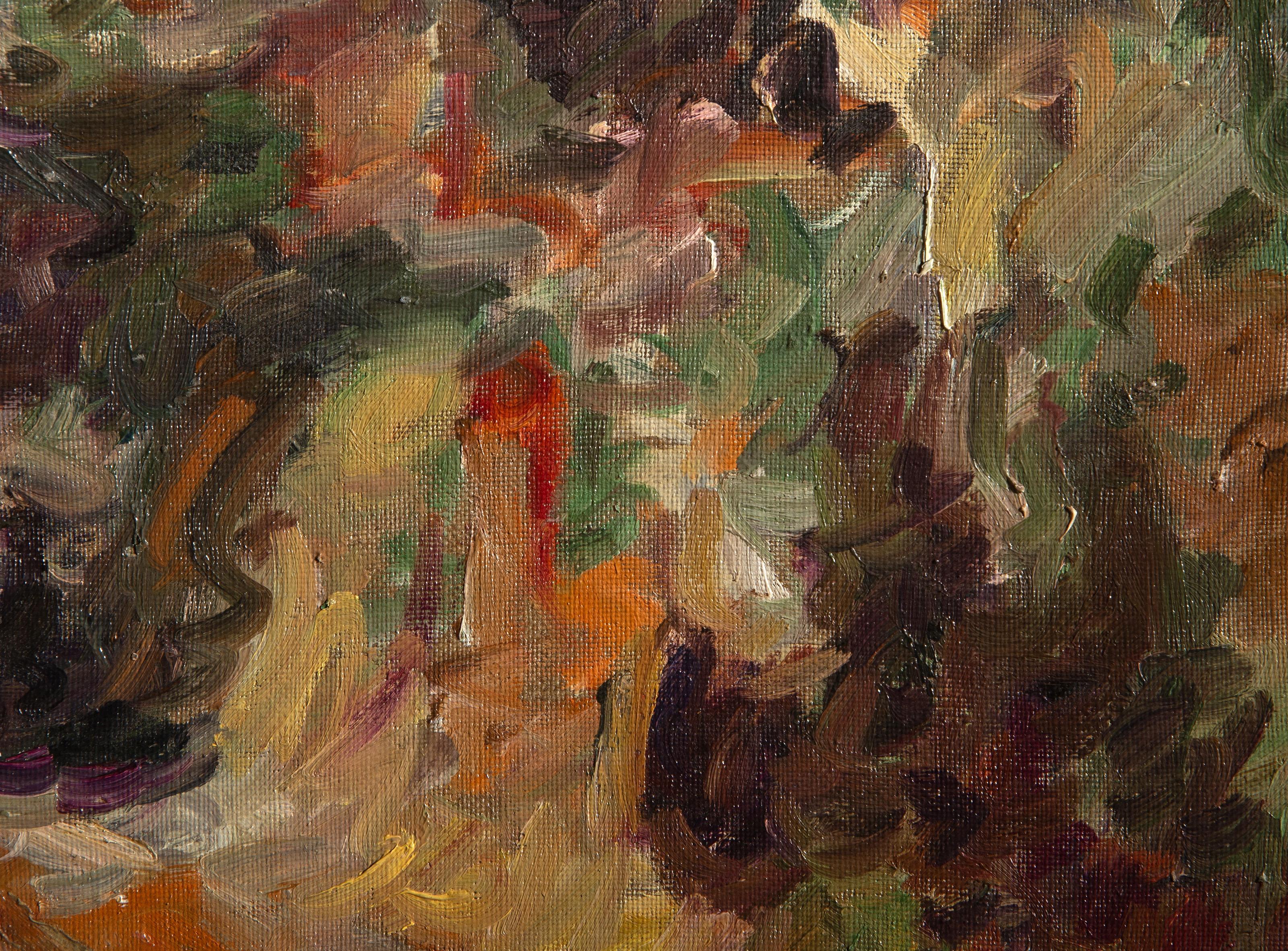 Tavolozza d'autunno, olio su tela di un artista ignoto, espressionista astratto - Painting Espressionismo astratto di Unknown