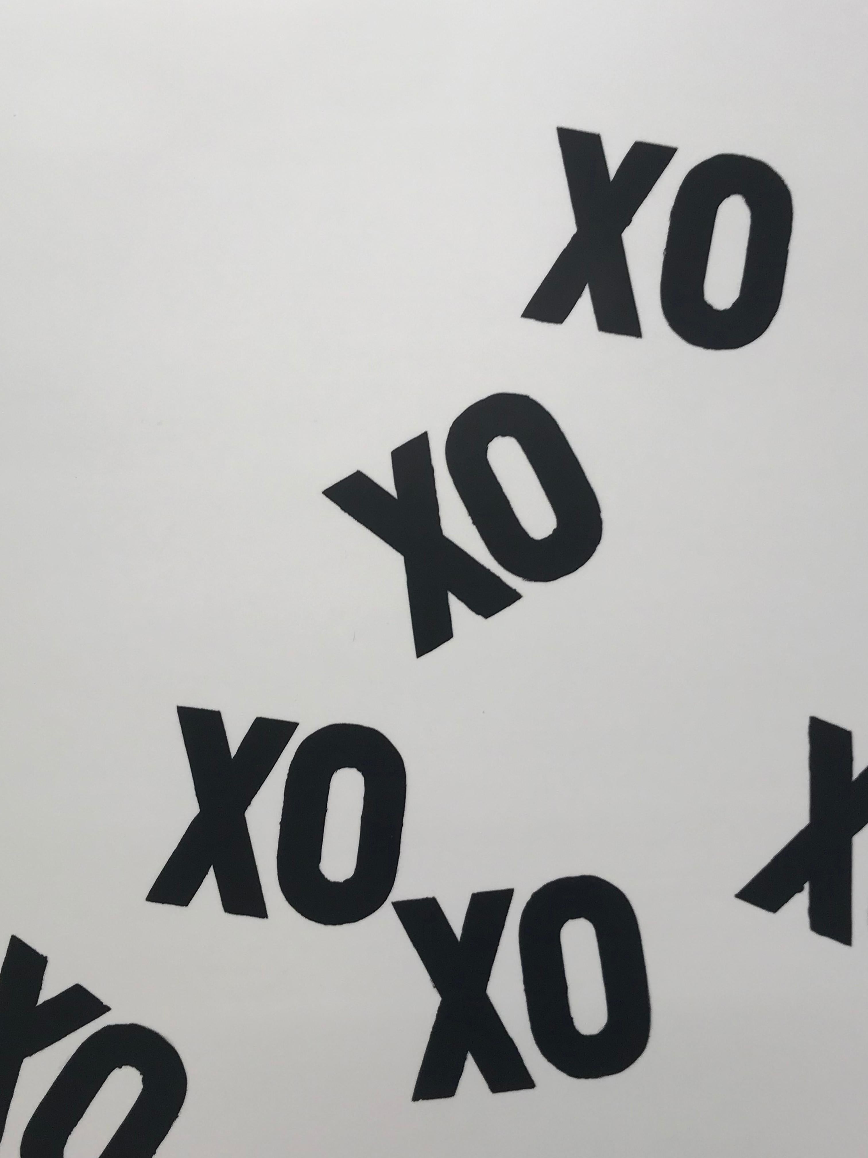 Matthew Heller 
Falling, XO, Hugs, Kisses, Small, Canvas, Painting, Black, White, Text, Acrylic
Acrylic on canvas
24 x 20
2019