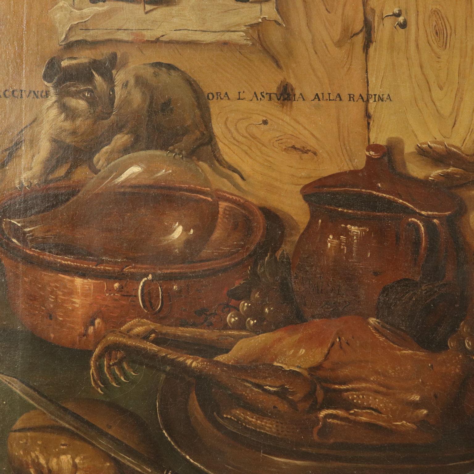 False Board Still Life with Fruit and Bushmeat Trompe l'oeil 1757 1