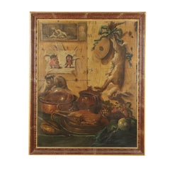 False Board Still Life with Fruit and Bushmeat Trompe l'oeil 1757