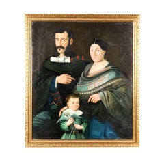 Familienporträt Ölgemälde auf Leinwand, Italien 1856