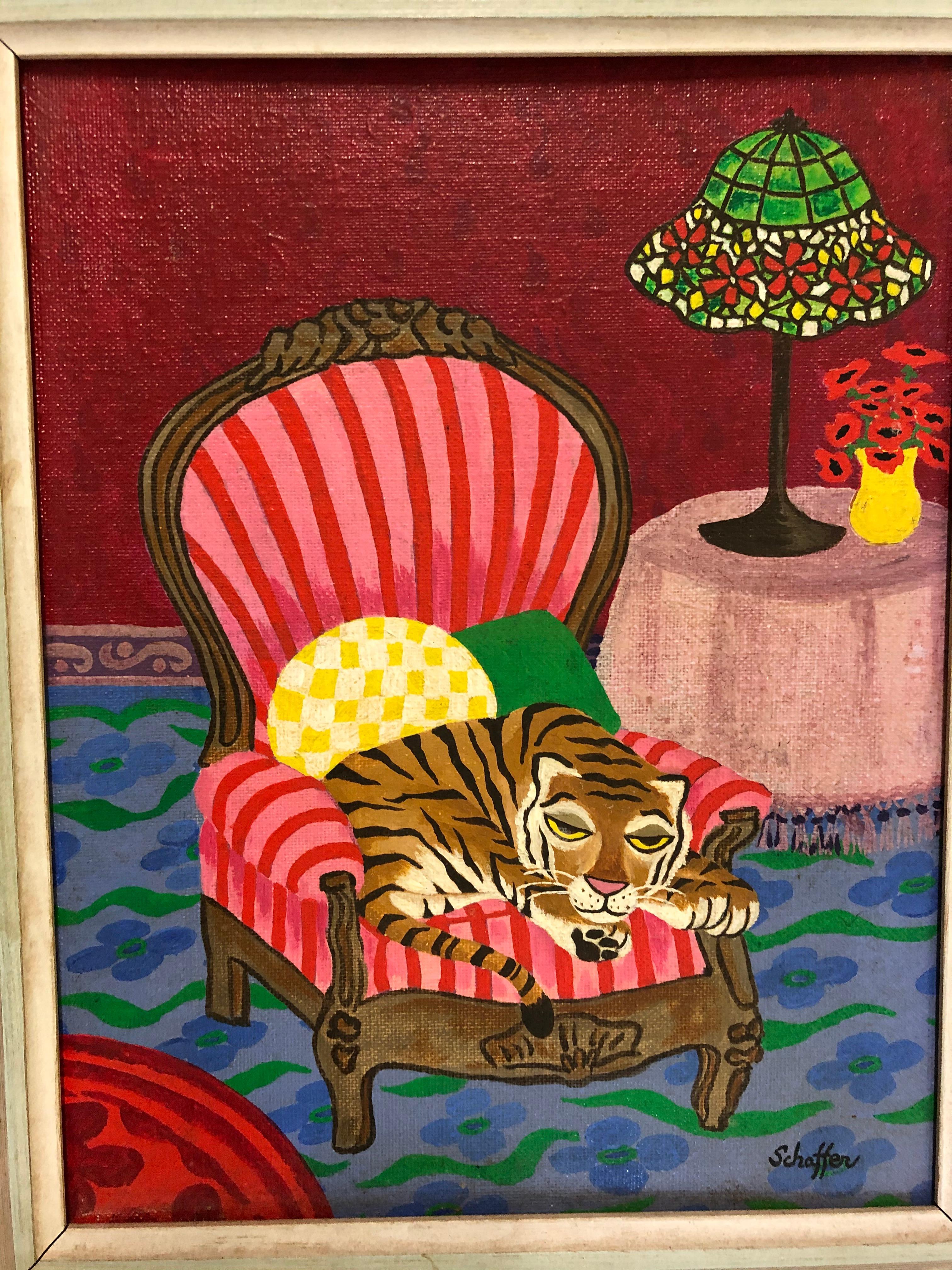 Unknown Animal Painting - Fantasy Fauvist Tiger Painting