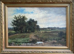 Antique Farmer Leading His Cows Home