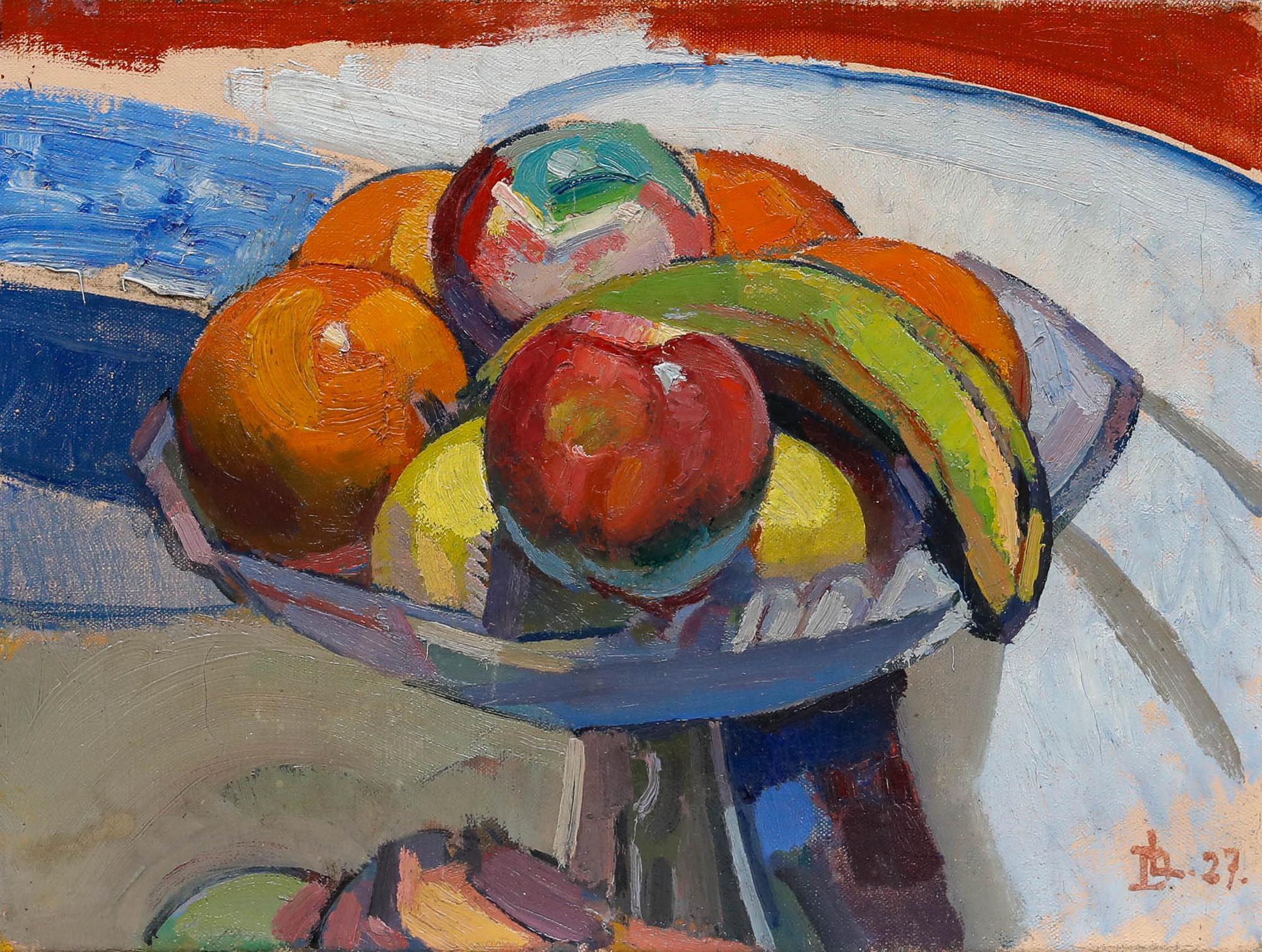 Fauvistische Französische Schule 1927 Öl - Die Obstschale – Painting von Unknown