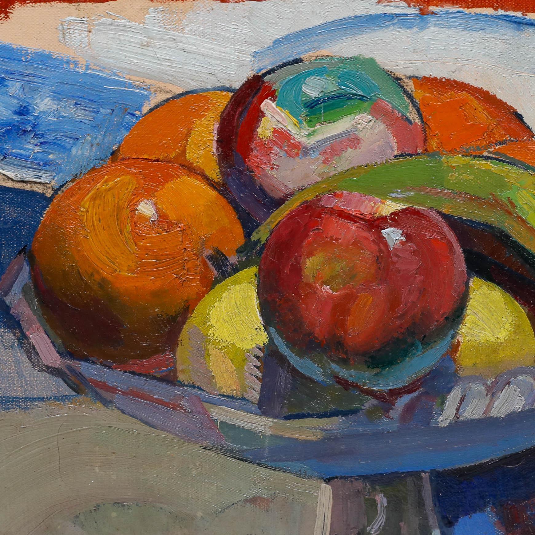 Fauvistische Französische Schule 1927 Öl - Die Obstschale (Braun), Still-Life Painting, von Unknown