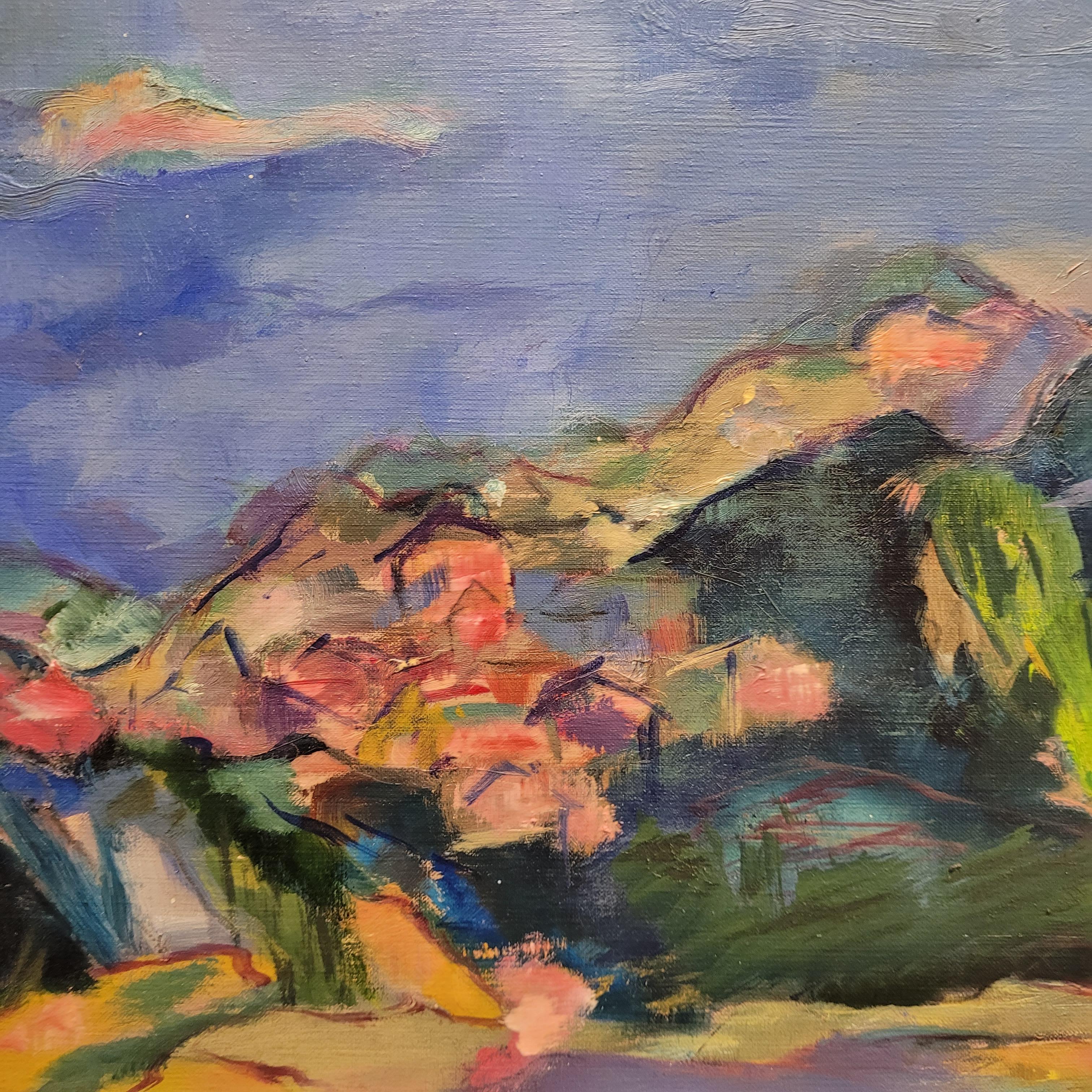 Fauvista  Paesaggio blu Monzal di Mathilde BoisBoissel fauvismo Francia in vendita 5